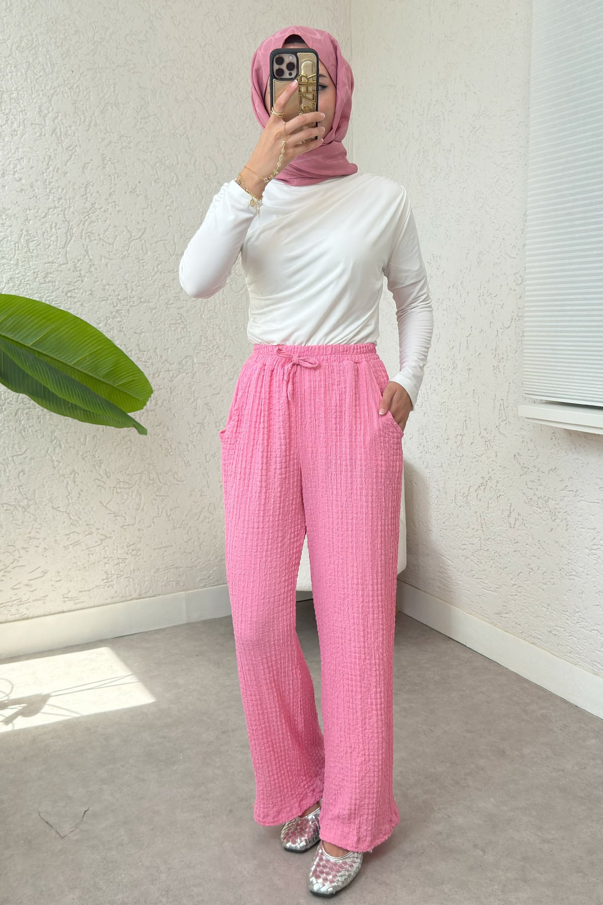 Bürümcük Cepli Pantolon 2392 - PEMBE |  