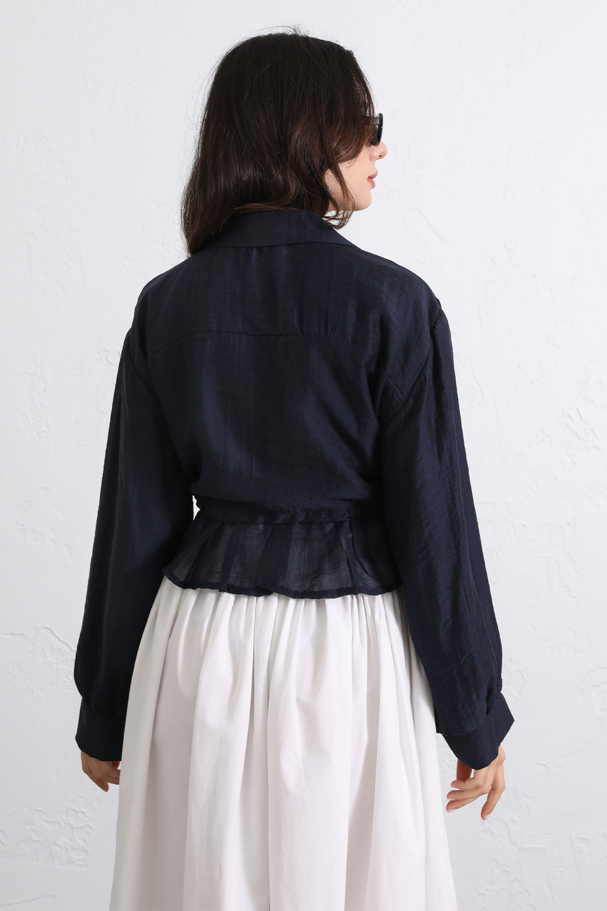 Bel Büzgülü Kısa Gömlek 2393 - LACİVERT |  