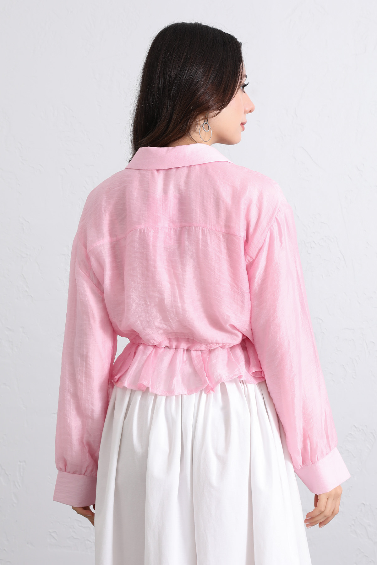 Bel Büzgülü Kısa Gömlek 2393 - PEMBE |  