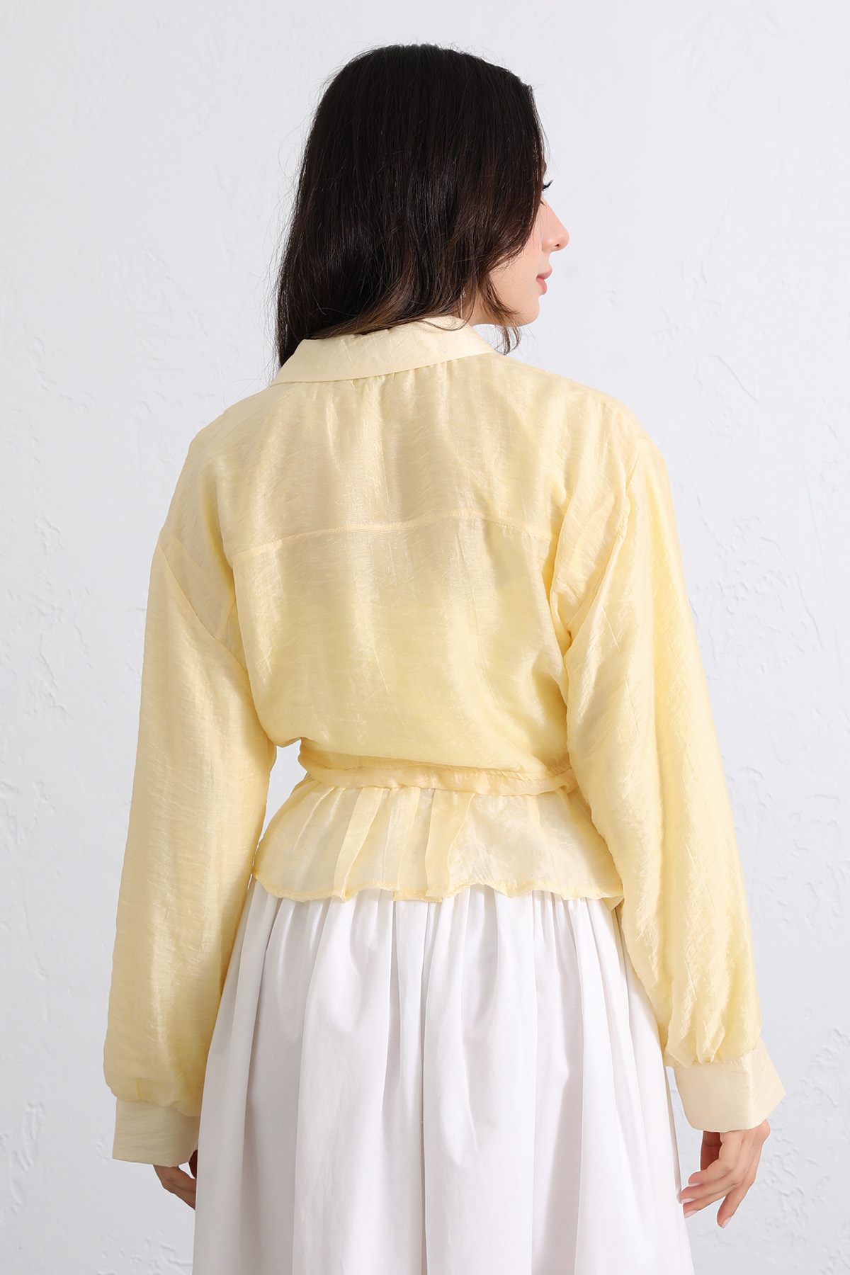 Bel Büzgülü Kısa Gömlek 2393 - SARI |  