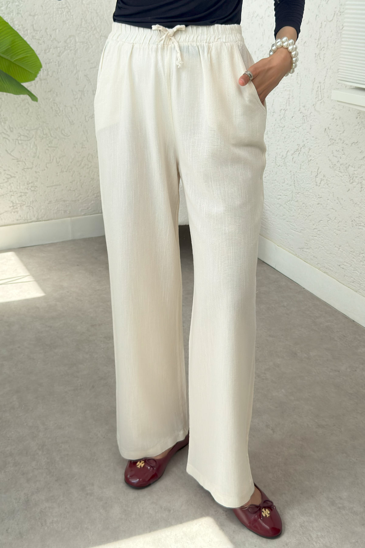 Keten Cepli Pantolon 2394 - BEJ |  