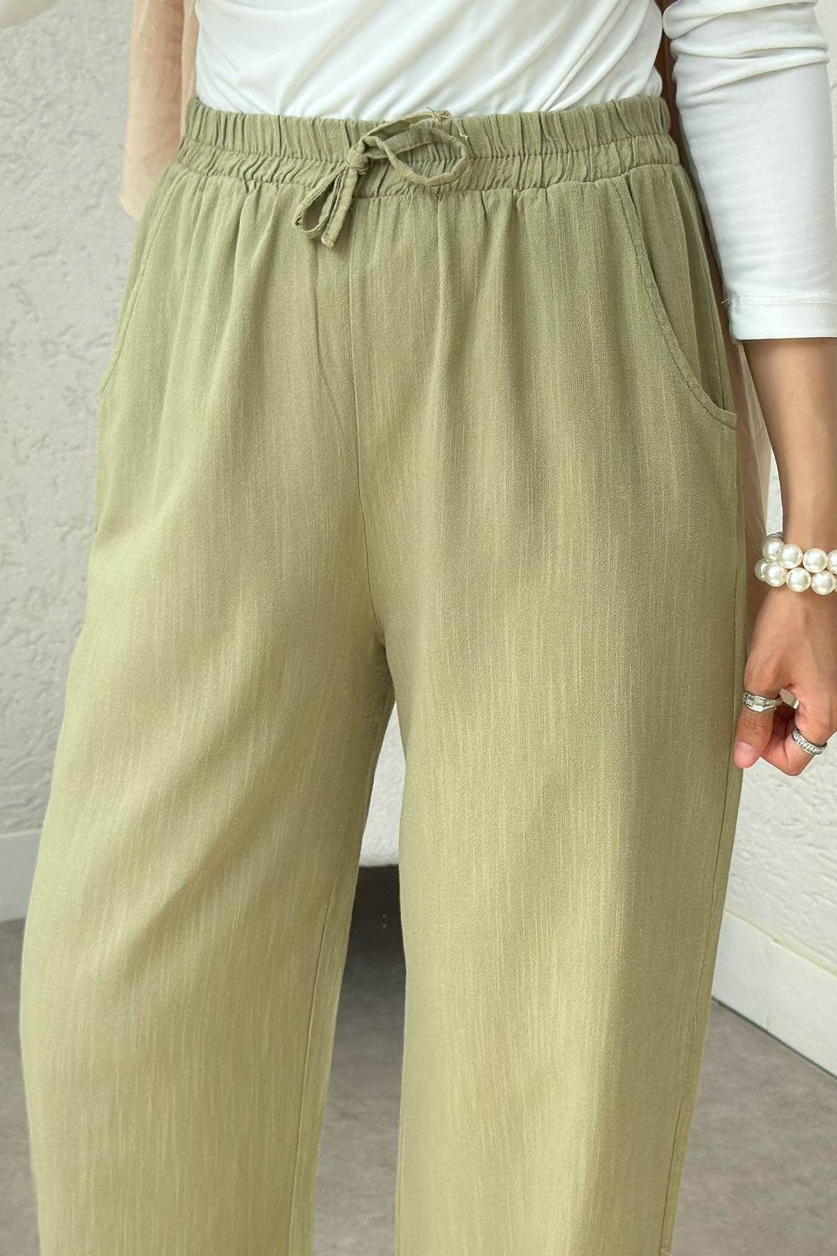 Keten Cepli Pantolon 2394 - HAKİ |  