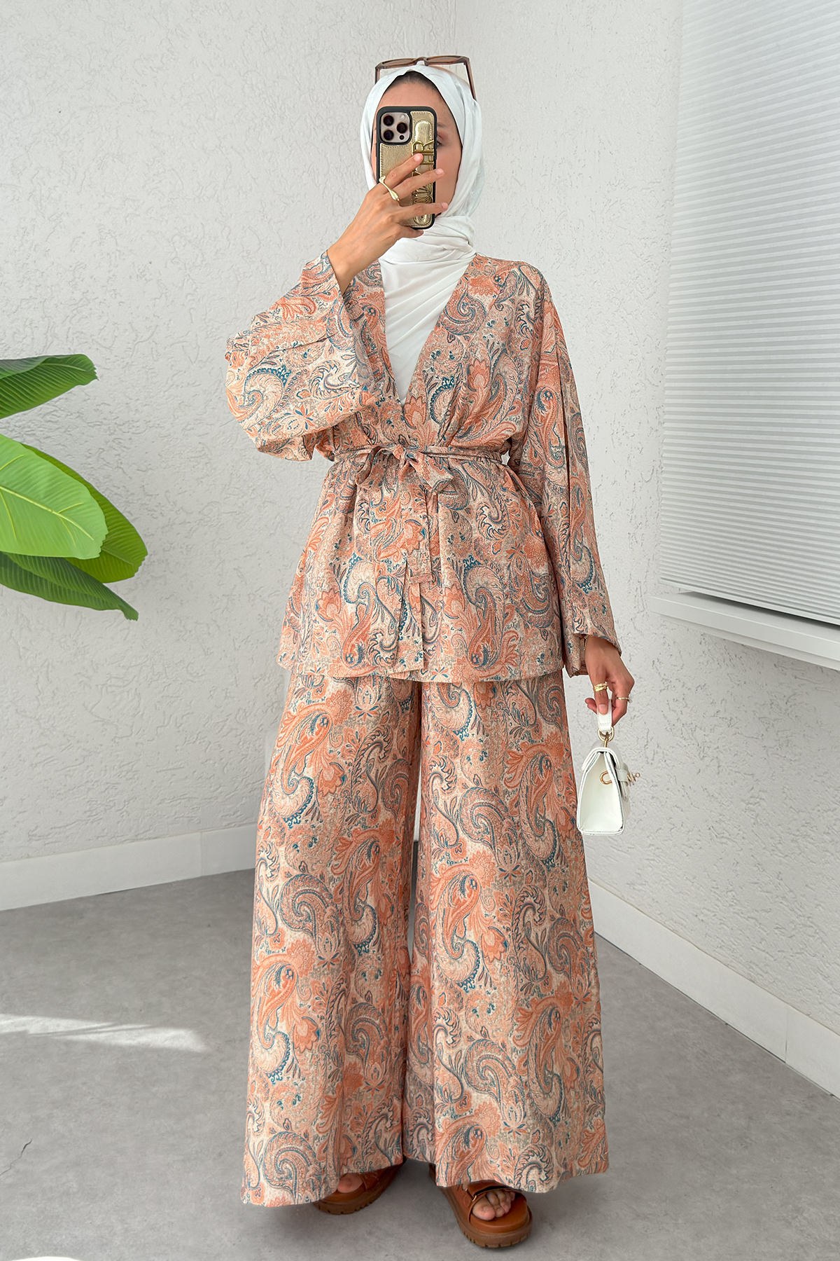 Şal Desen Kimono Takım 2395 - PUDRA |  