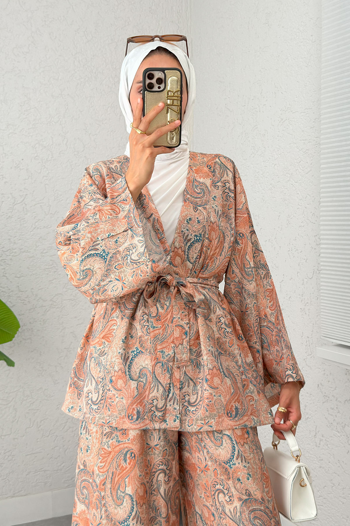 Şal Desen Kimono Takım 2395 - PUDRA |  
