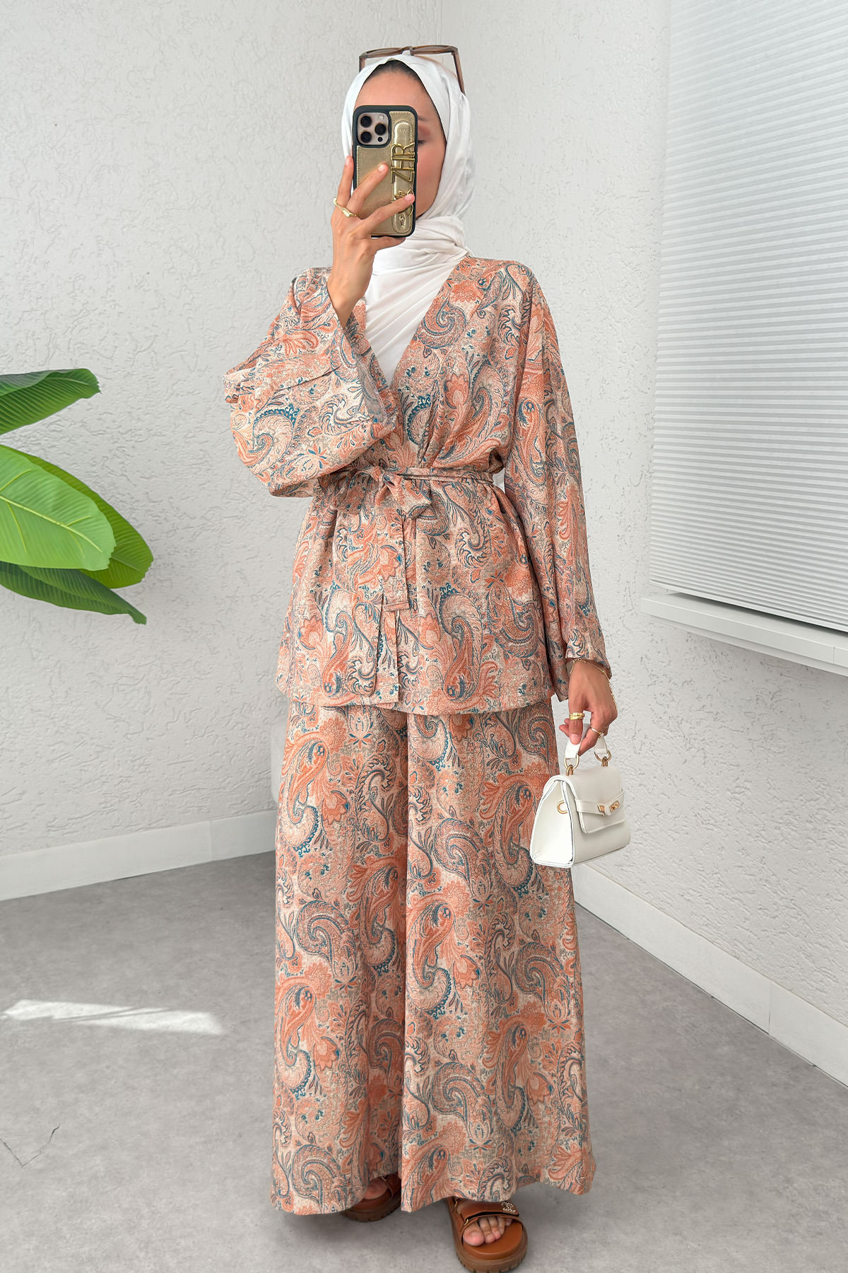 Şal Desen Kimono Takım 2395 - PUDRA |  