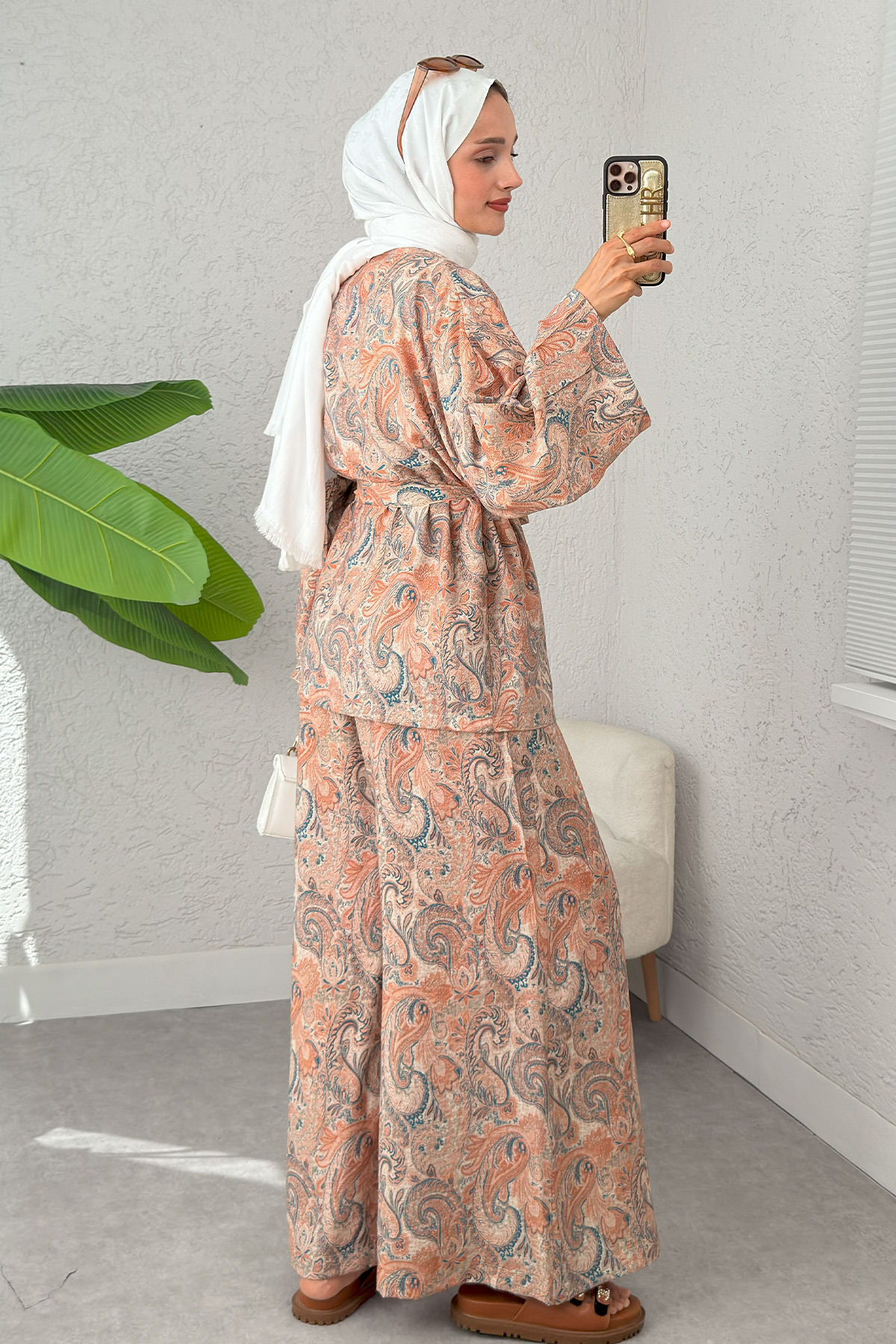 Şal Desen Kimono Takım 2395 - PUDRA |  