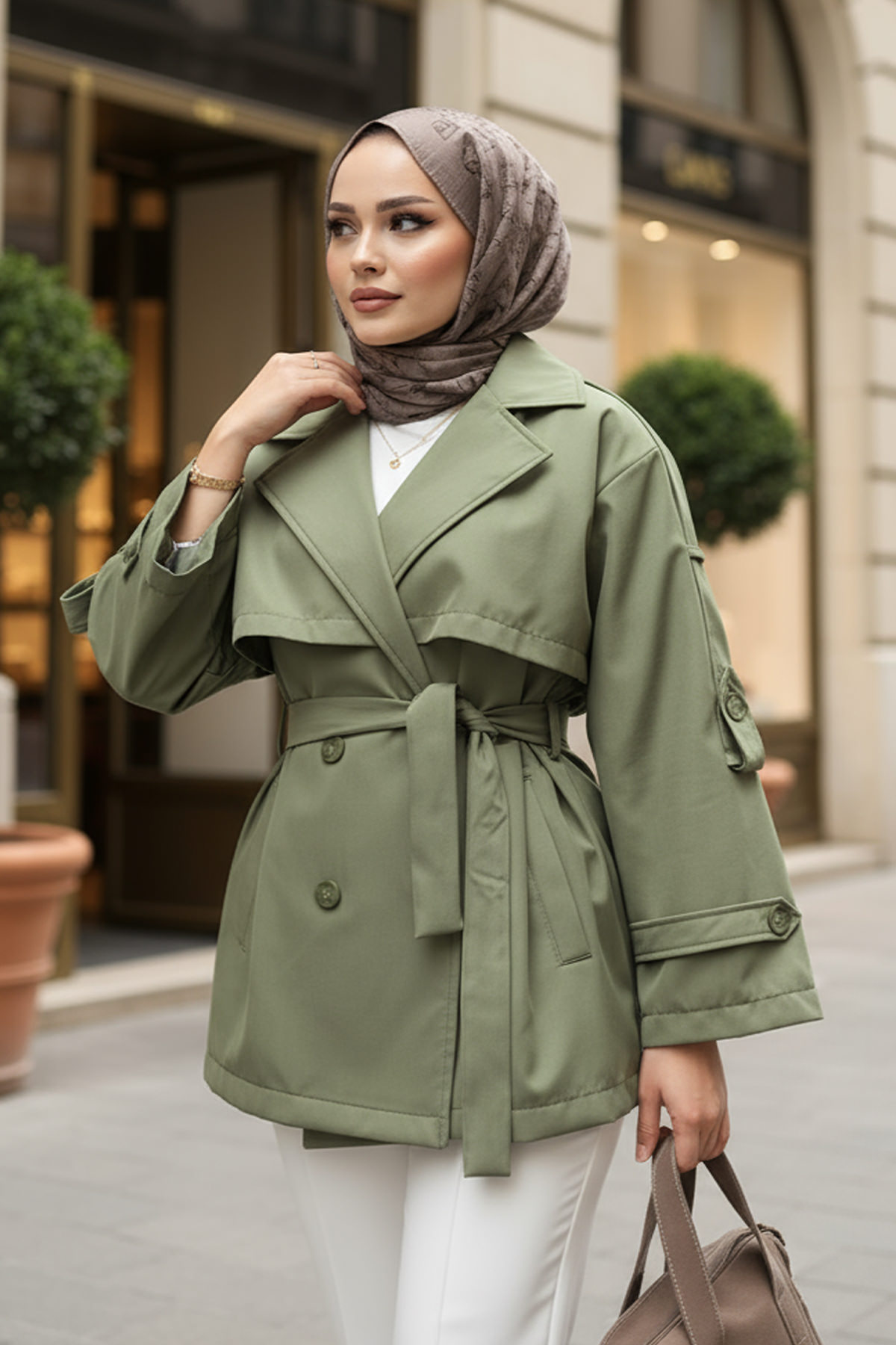 Apolet Detaylı Trençkot 25145 - HAKİ |  