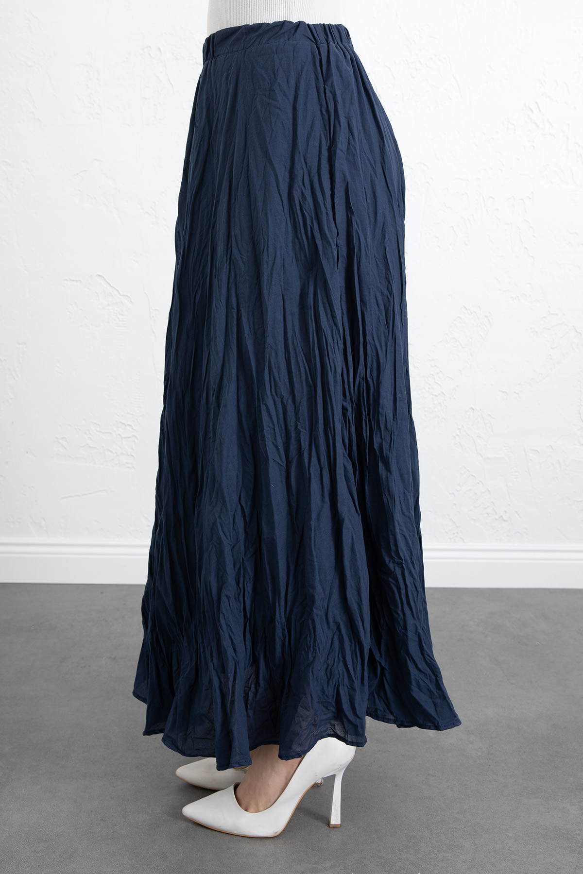 Kraş Dokulu Uzun Etek 253000 - LACİVERT |  