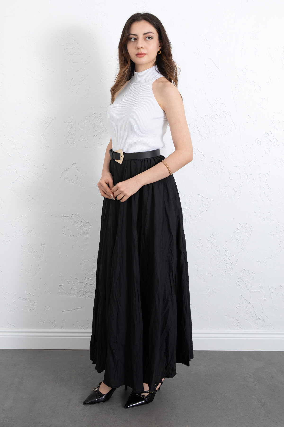 Kraş Dokulu Uzun Etek 253000 - SİYAH |  