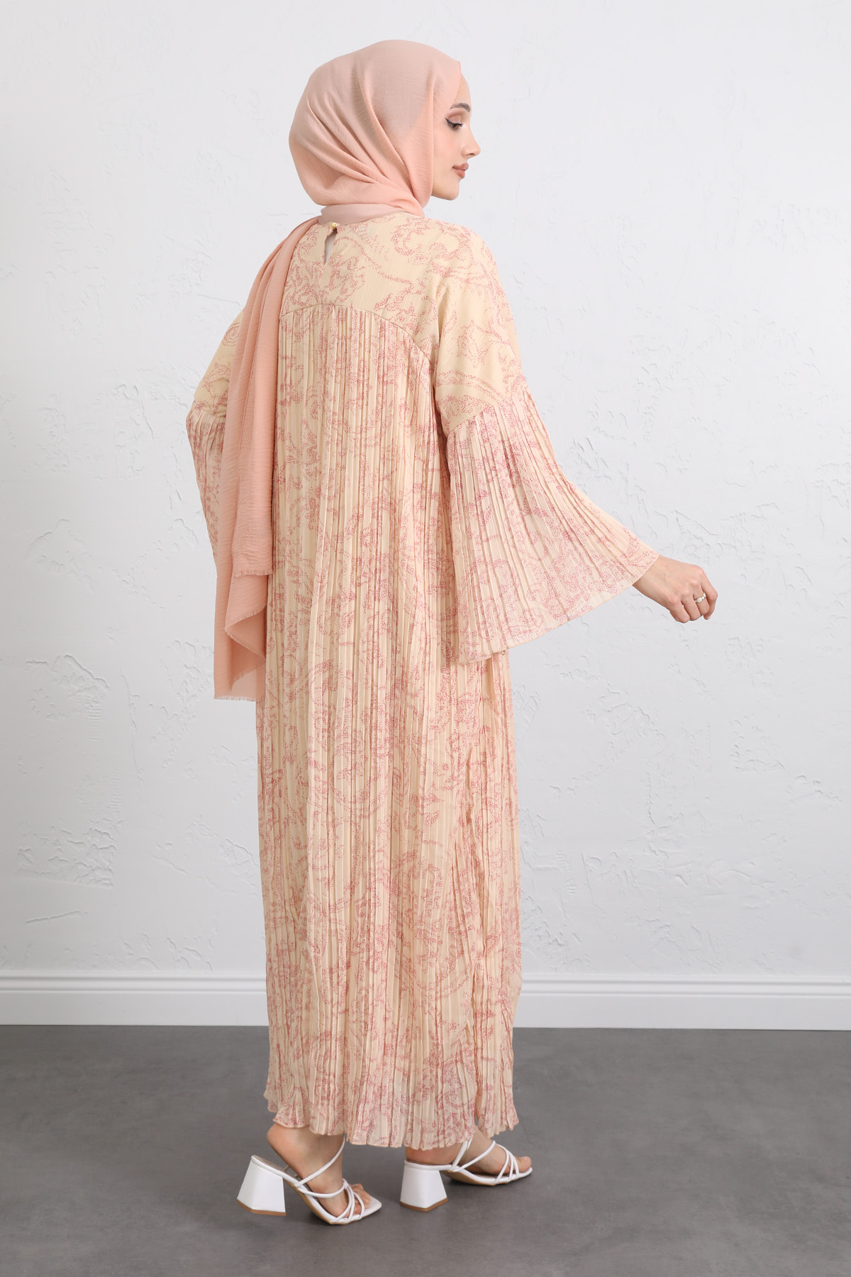 Şifon Piliseli Elbise 255022 - SARI |  