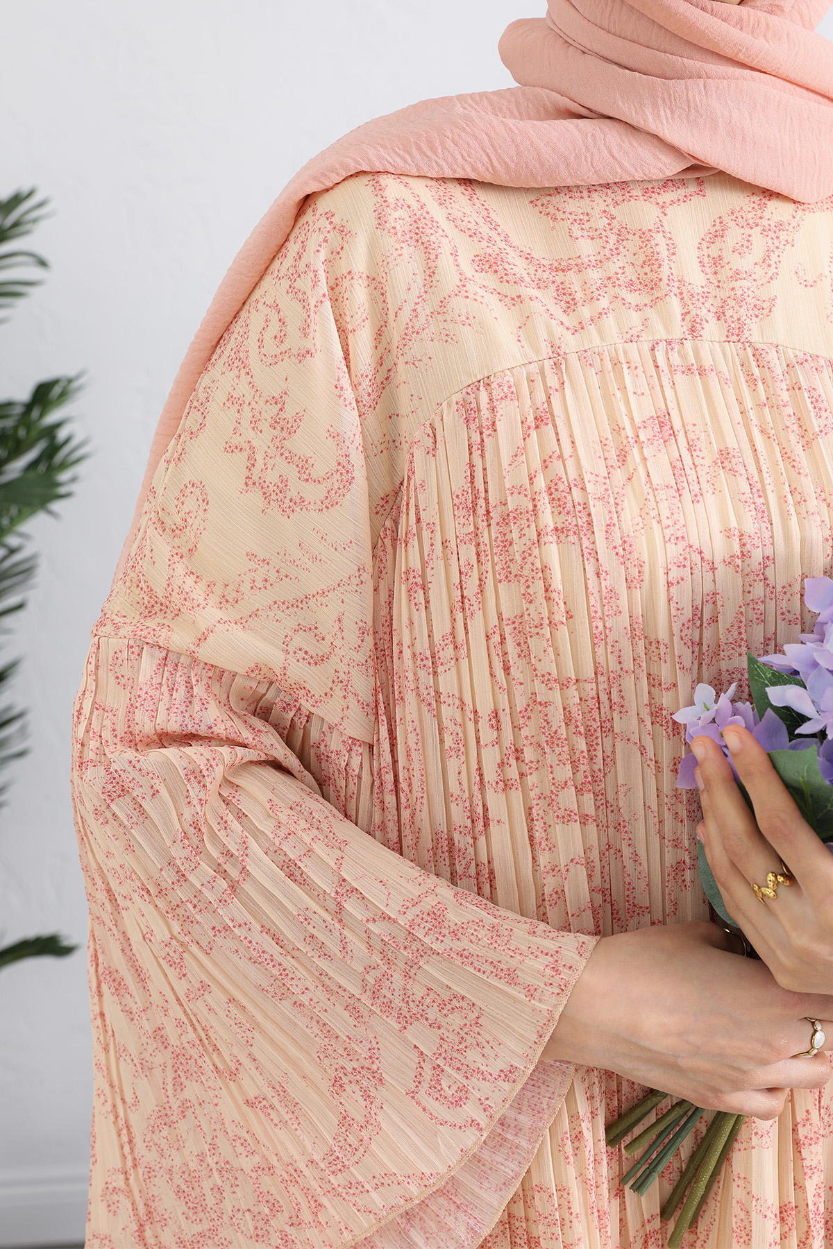 Şifon Piliseli Elbise 255022 - SARI |  