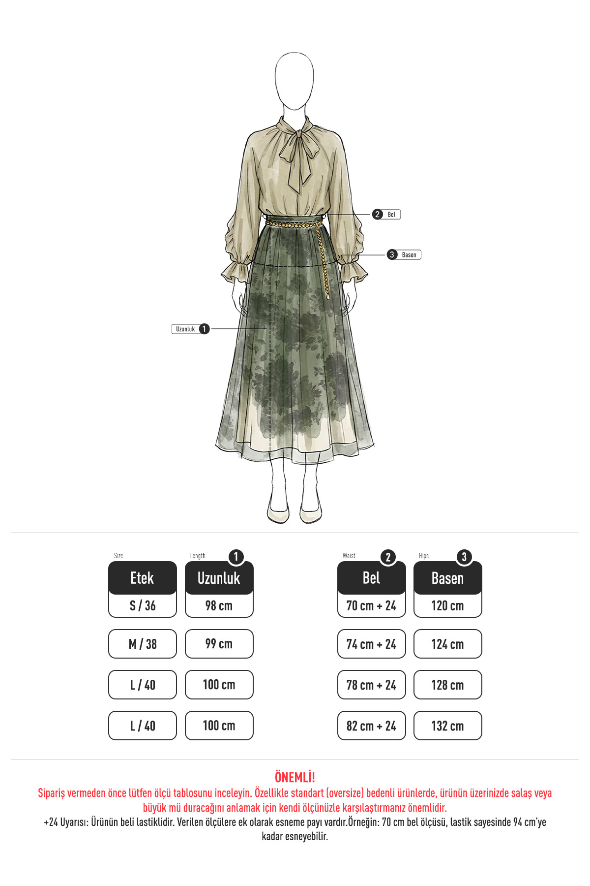 Baskılı Şifon Etek 261128 - MOR |  