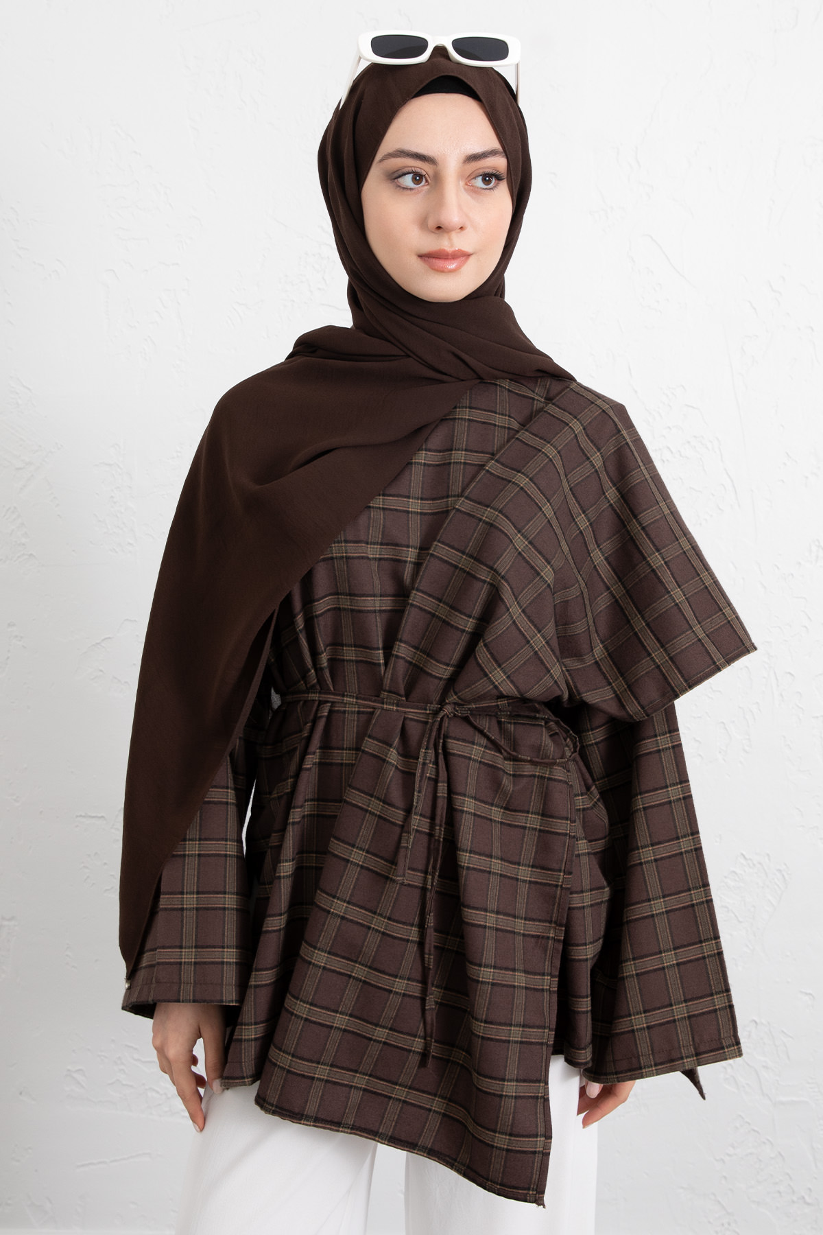 Ekose Atkılı Bluz 2622005 - KAHVERENGİ |  