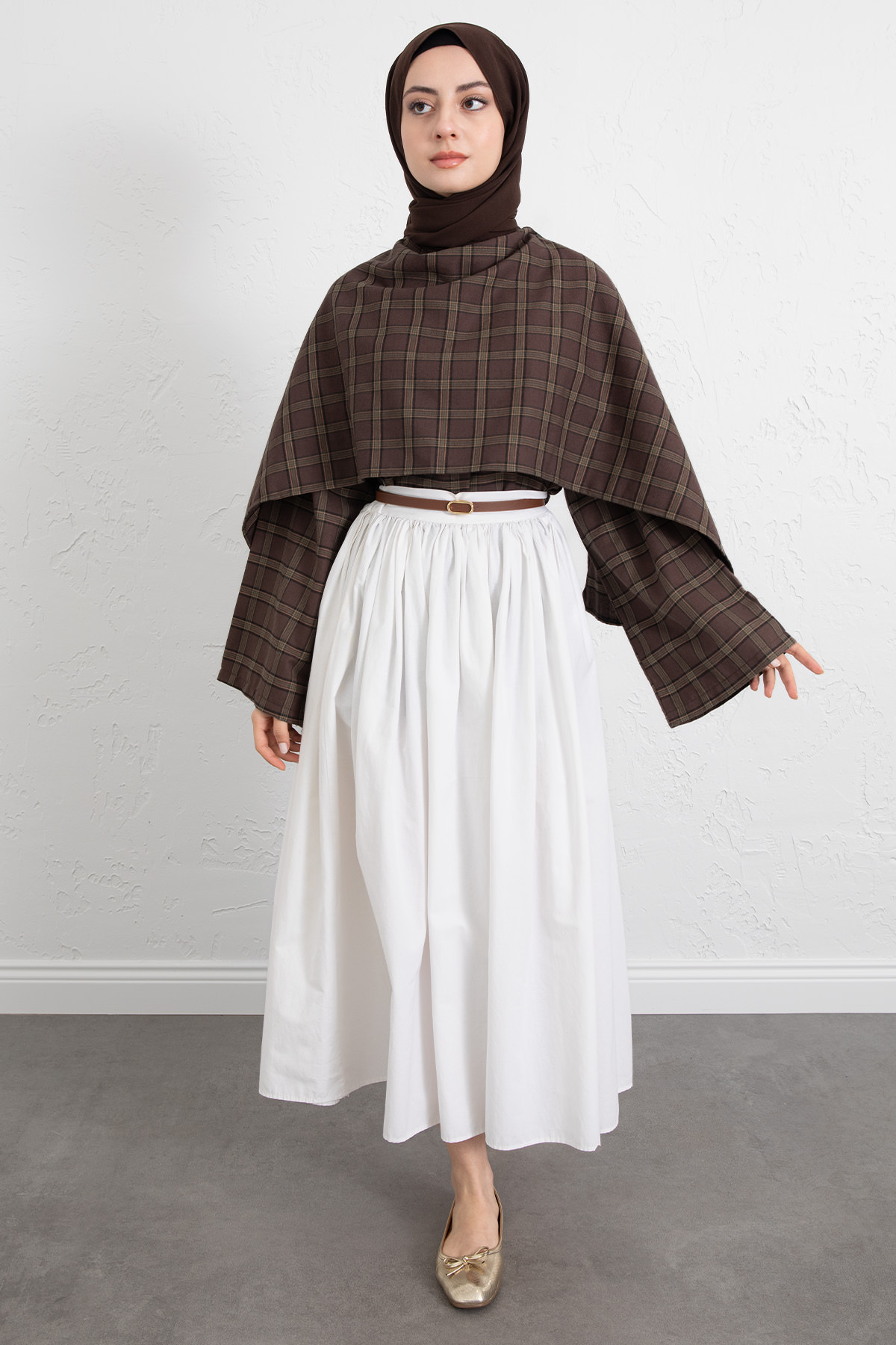 Ekose Atkılı Bluz 2622005 - KAHVERENGİ |  