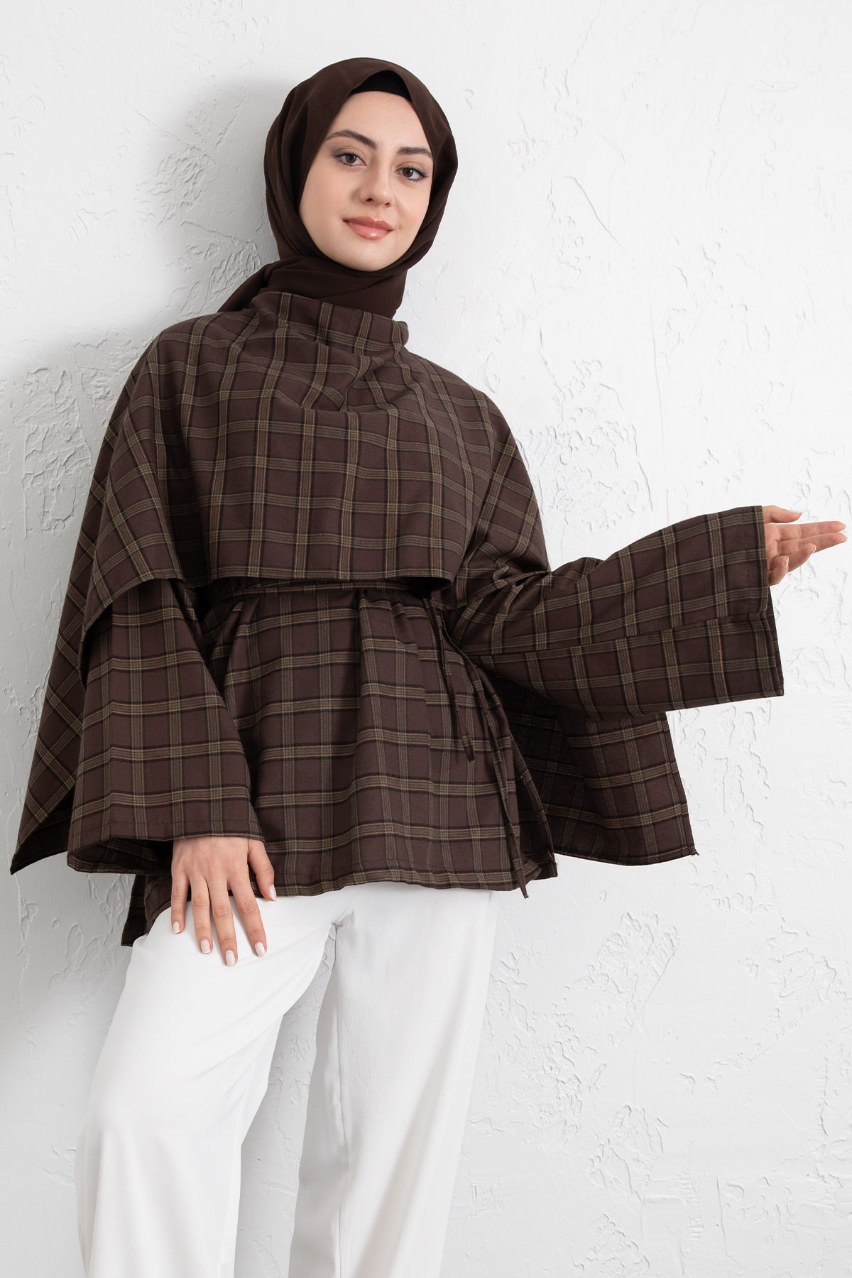 Ekose Atkılı Bluz 2622005 - KAHVERENGİ |  