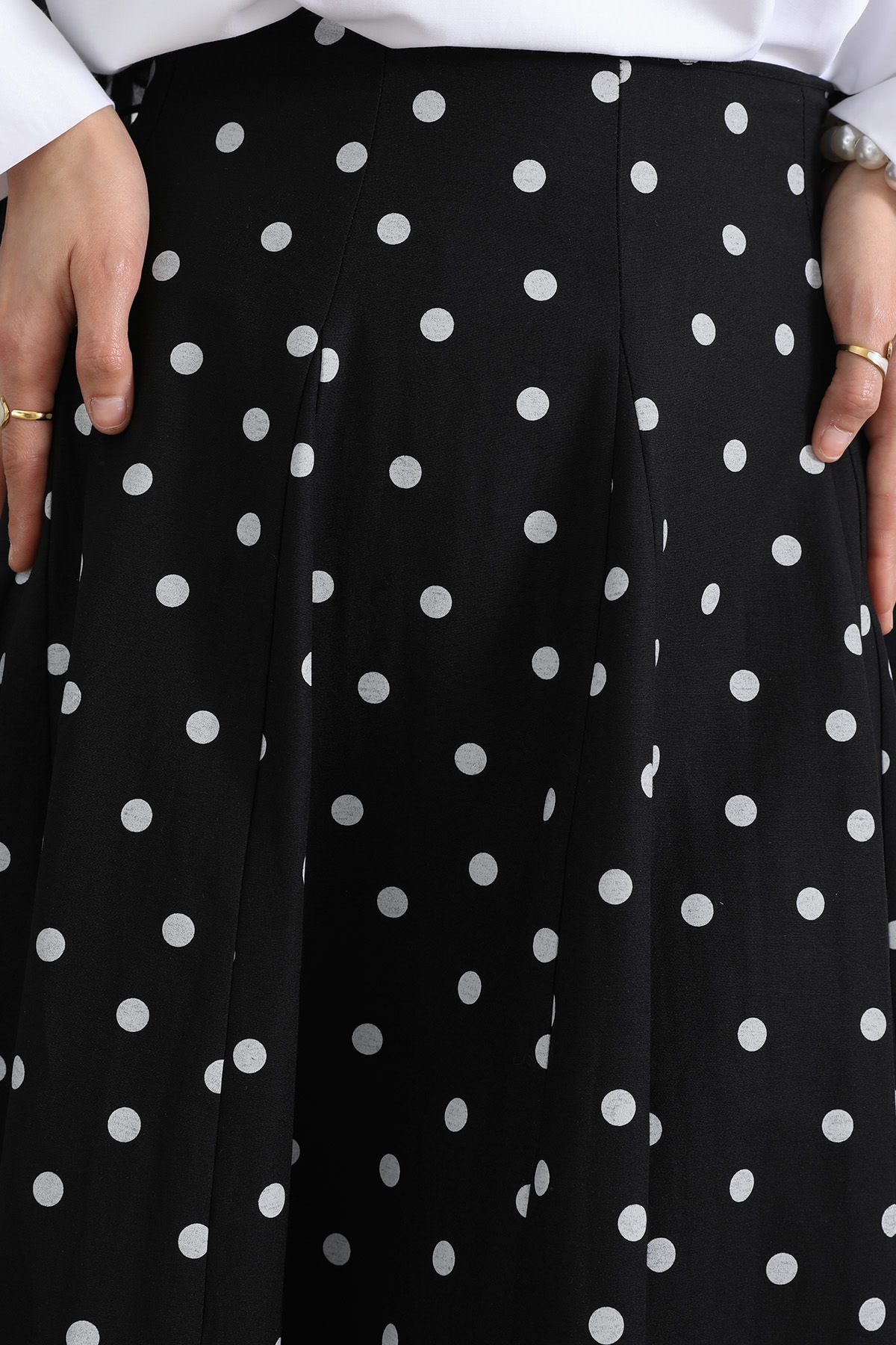 Puantiyeli Kloş Etek 263005 - SİYAH |  