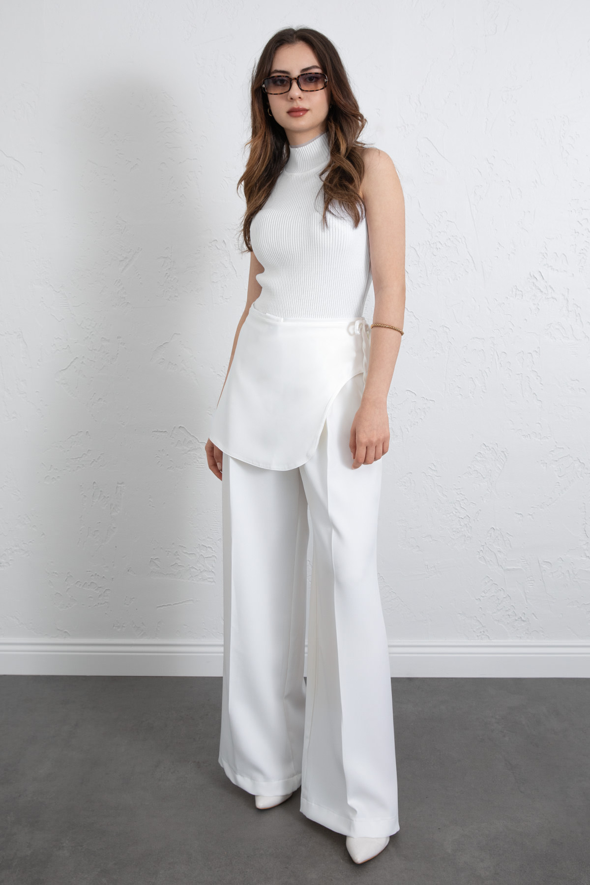 Etek Detaylı Kumaş Pantolon 264005 - BEYAZ |  