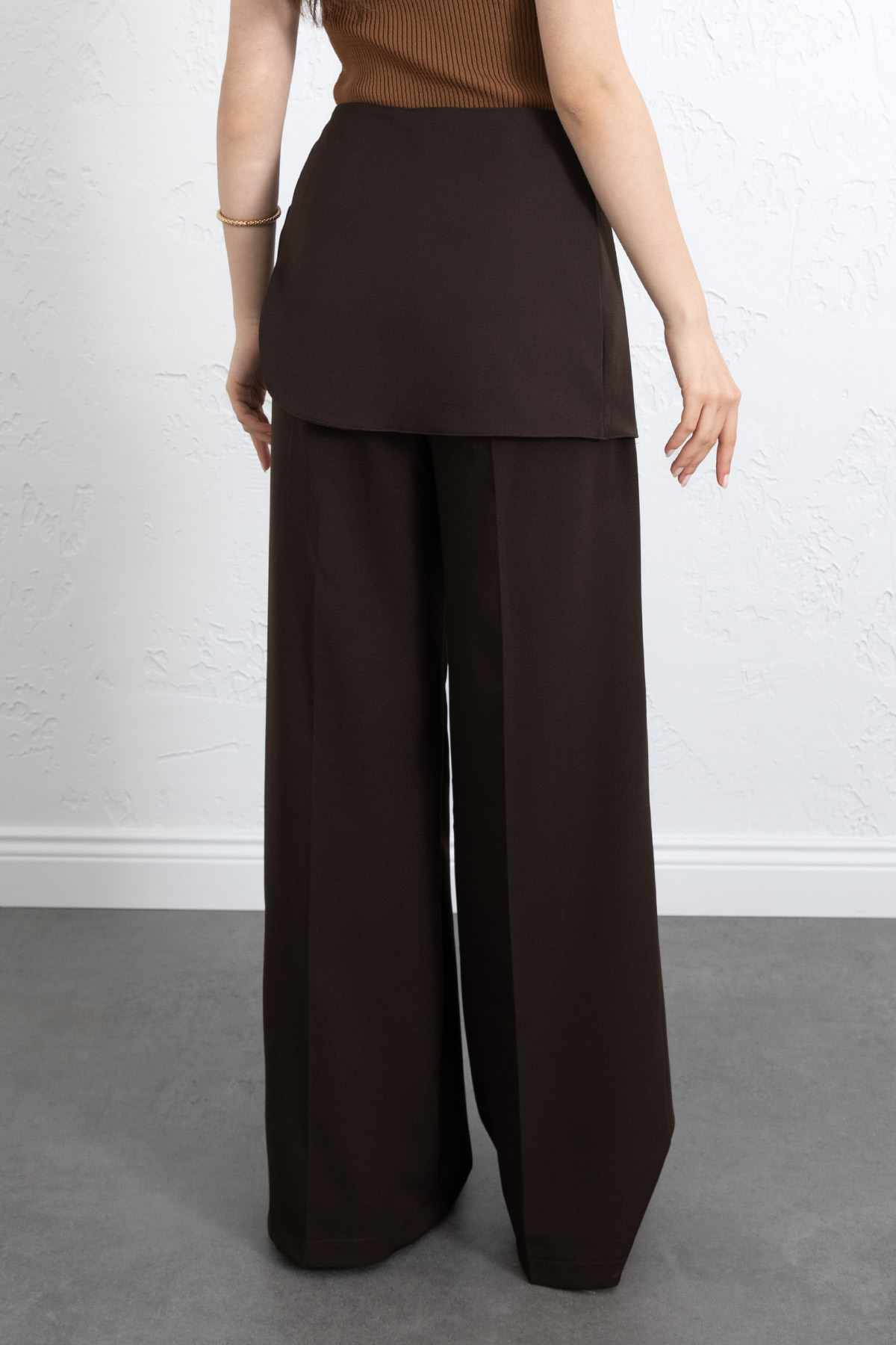 Etek Detaylı Kumaş Pantolon 264005 - KAHVERENGİ |  