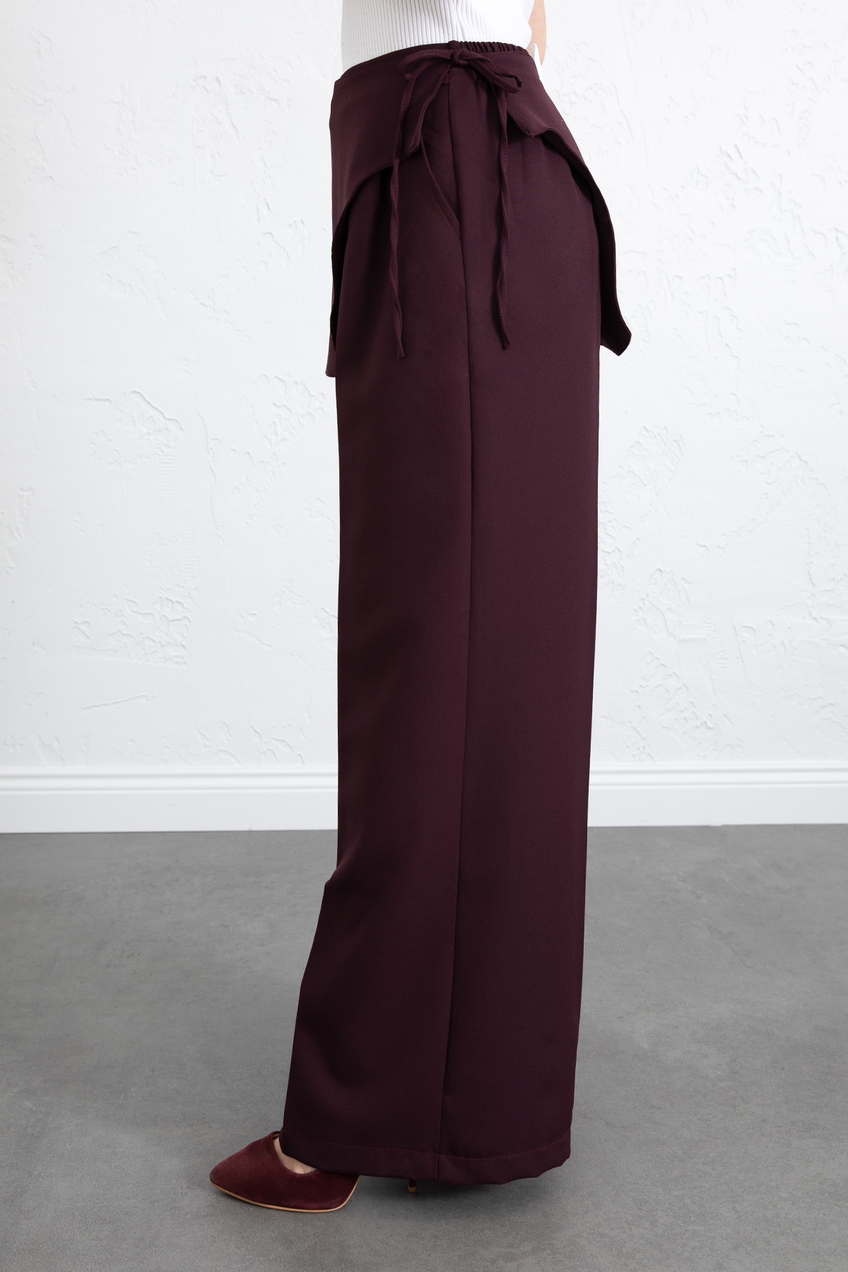 Etek Detaylı Kumaş Pantolon 264005 - MÜRDÜM |  