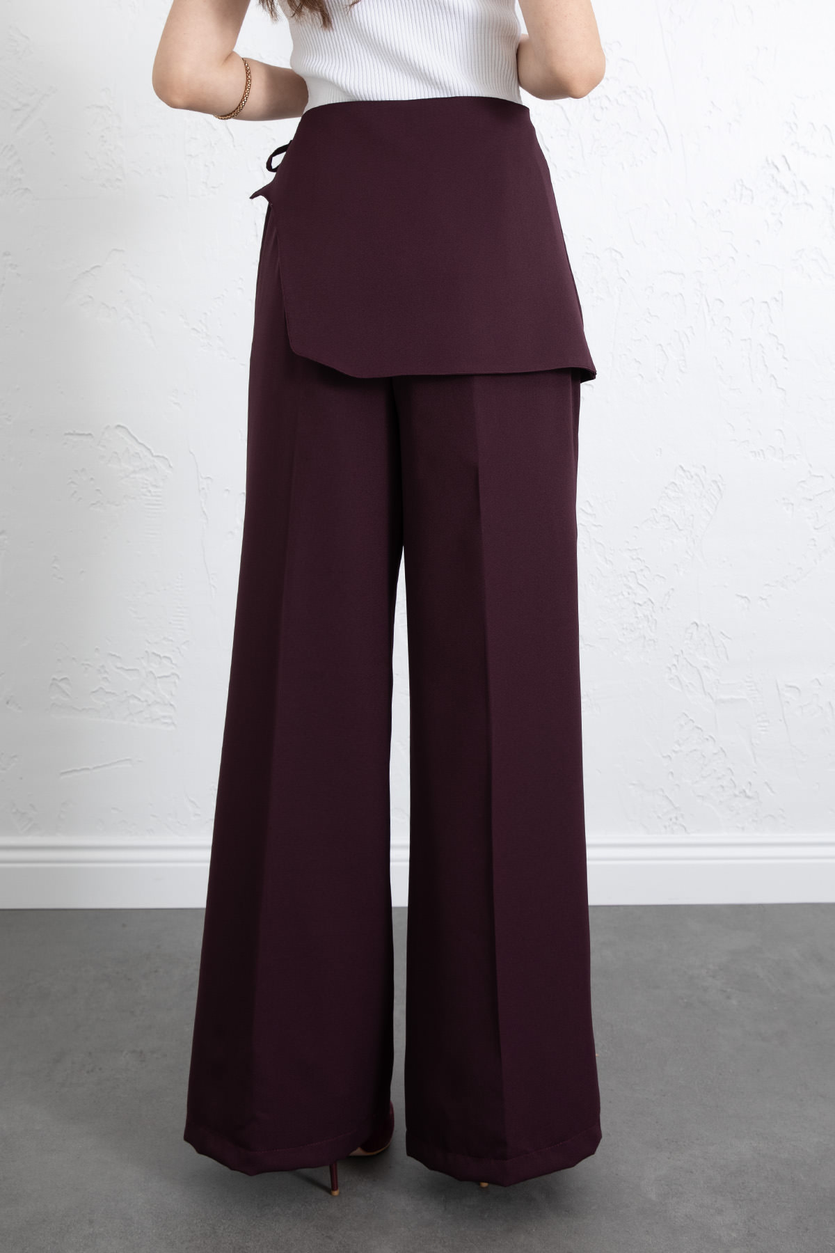 Etek Detaylı Kumaş Pantolon 264005 - MÜRDÜM |  