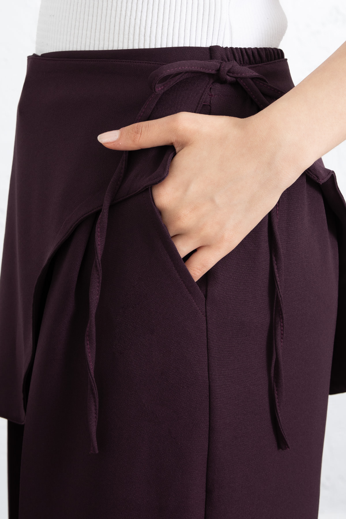 Etek Detaylı Kumaş Pantolon 264005 - MÜRDÜM |  