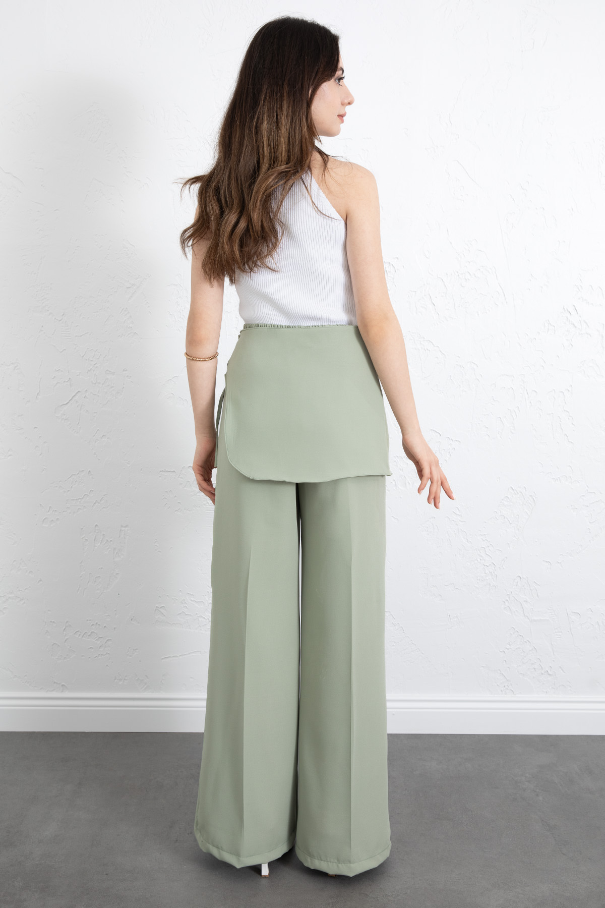 Etek Detaylı Kumaş Pantolon 264005 - AÇIK YEŞİL |  