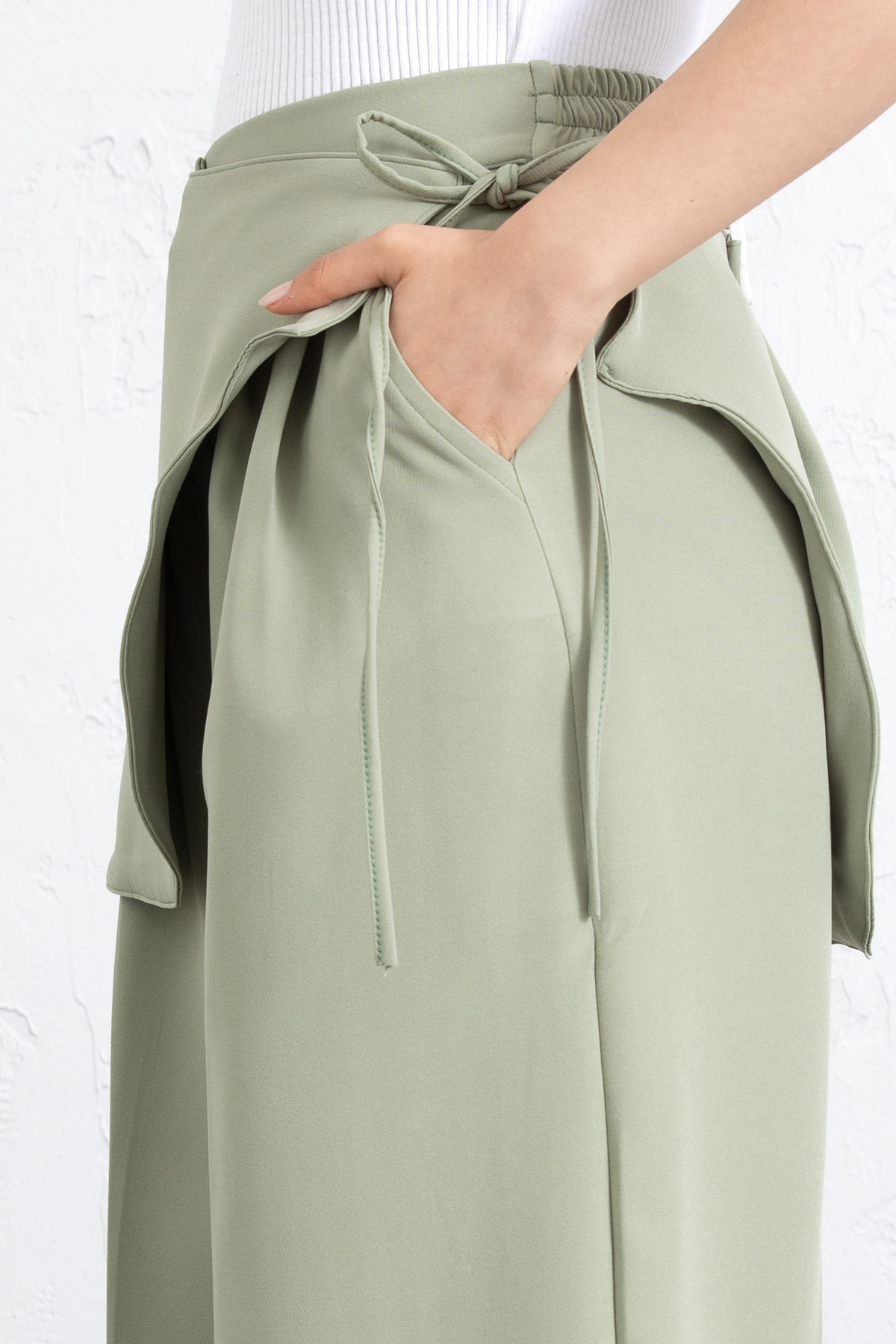 Etek Detaylı Kumaş Pantolon 264005 - AÇIK YEŞİL |  