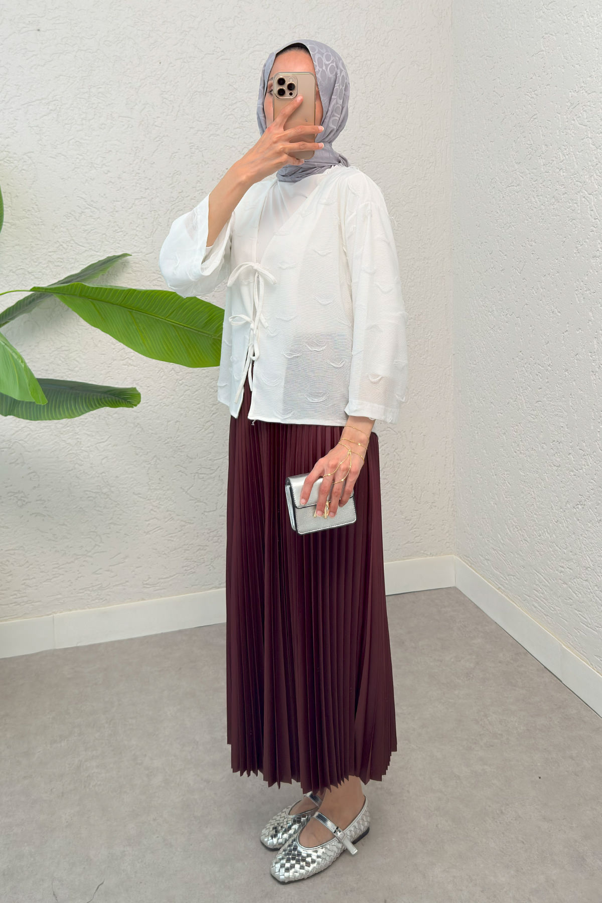 İp Bağcıklı Püsküllü Kimono 2315 - BEYAZ |  