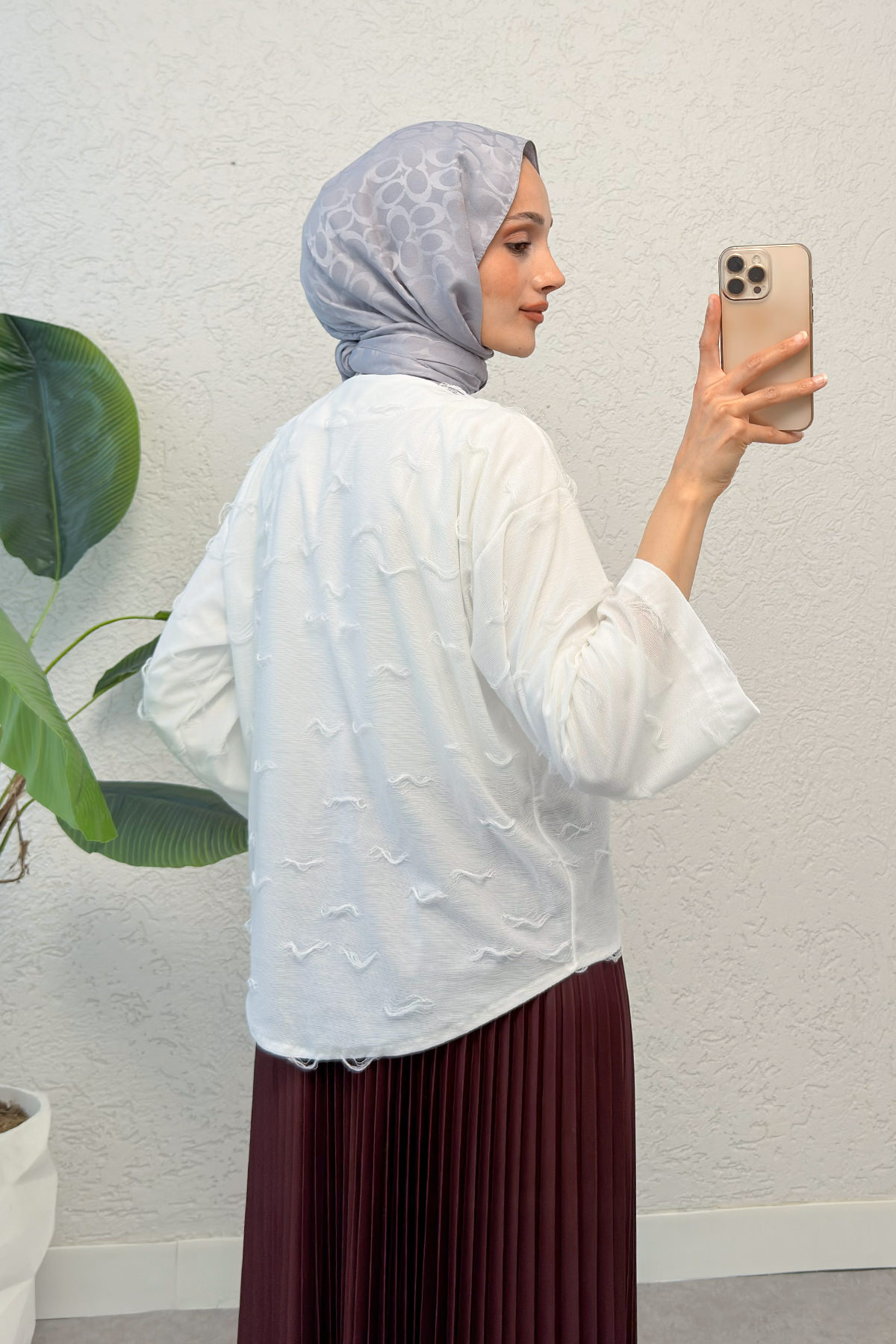 İp Bağcıklı Püsküllü Kimono 2315 - BEYAZ |  