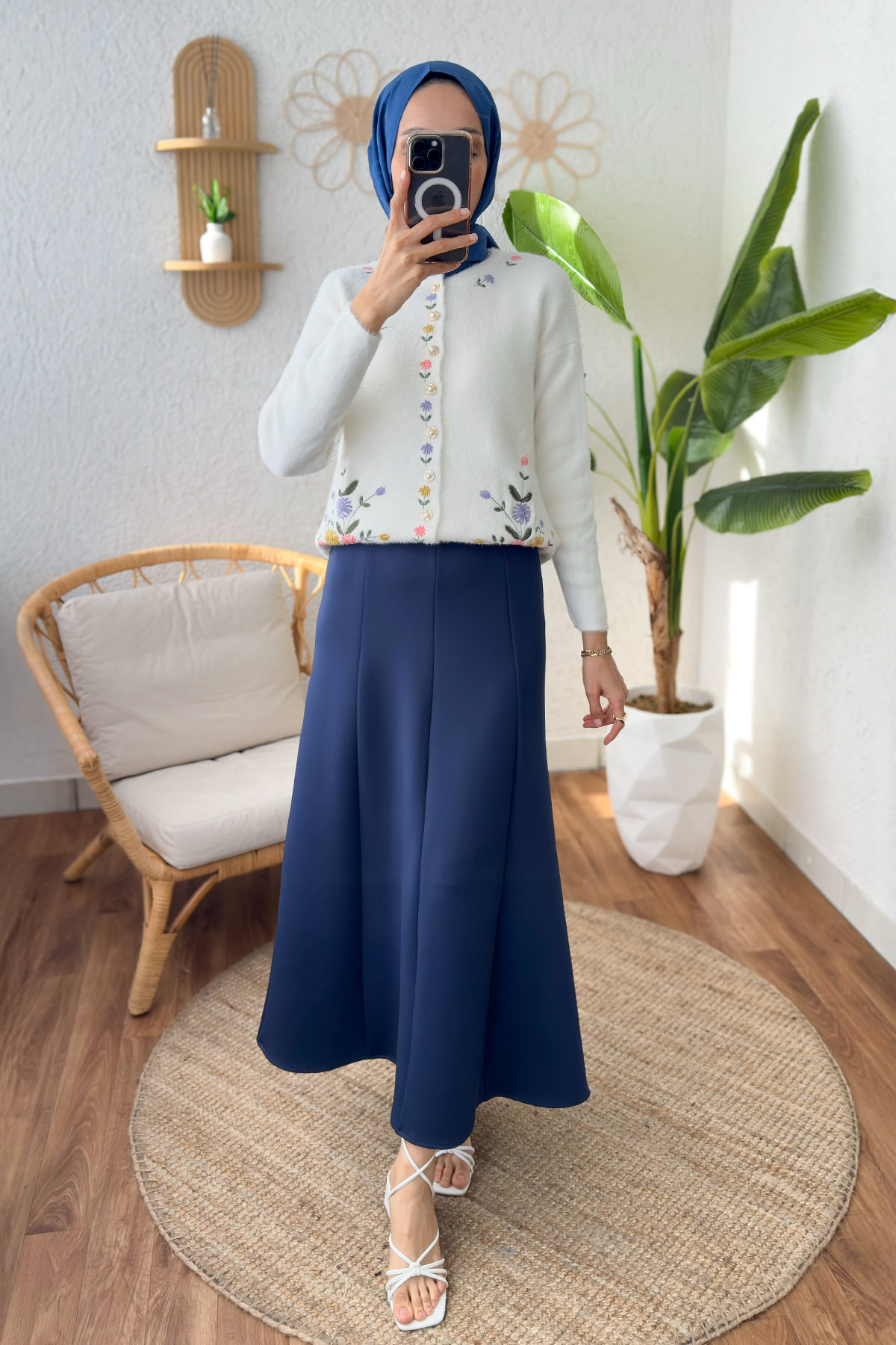 Parçalı Scuba Etek 2209 - LACİVERT |  