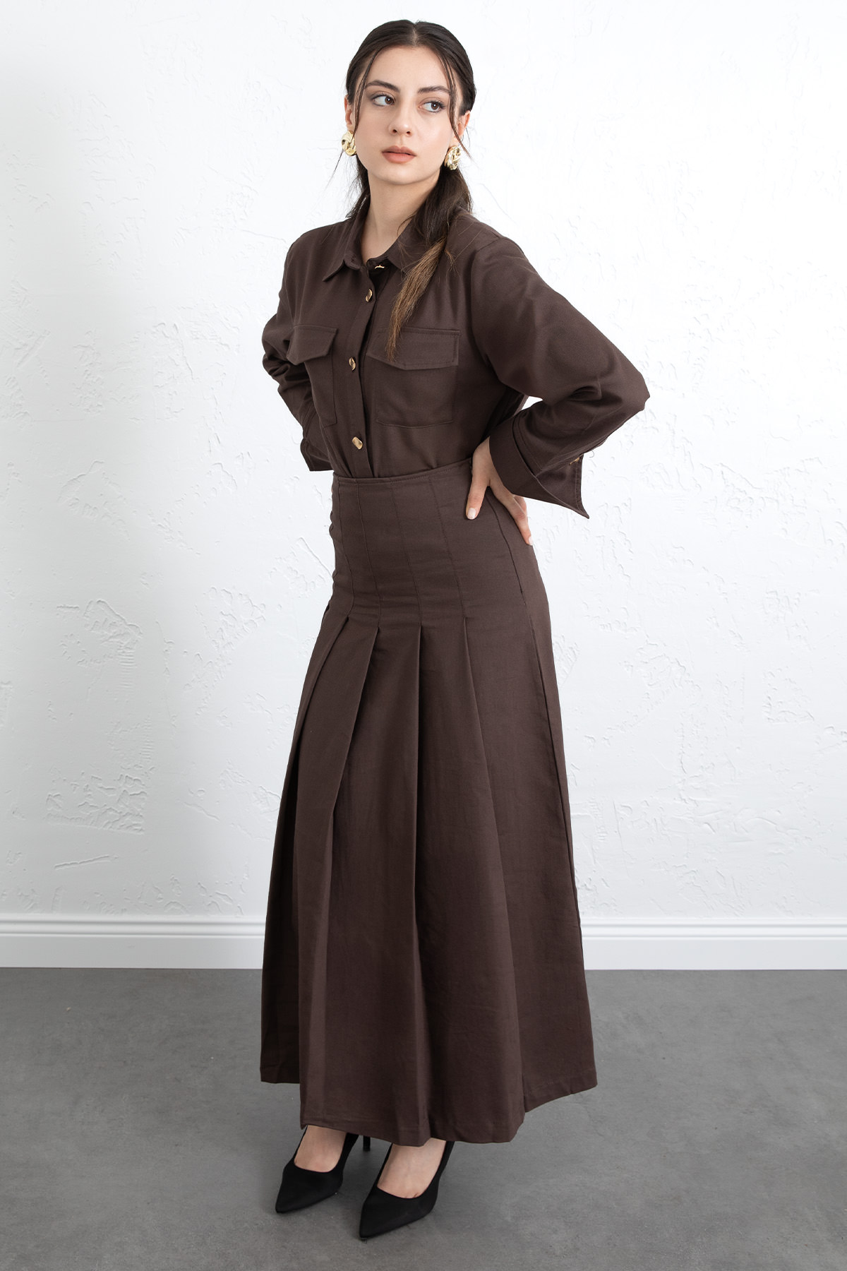 Gömlekli Etek Takım 266004 - KAHVERENGİ |  