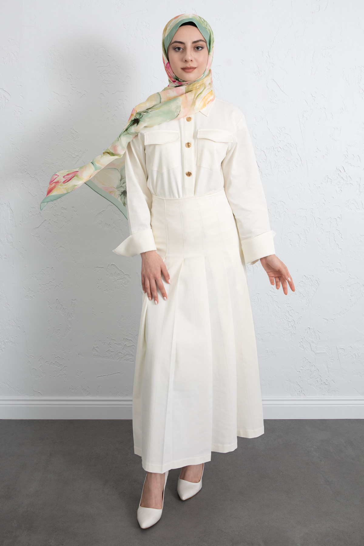 Gömlekli Etek Takım 266004 - EKRU |  