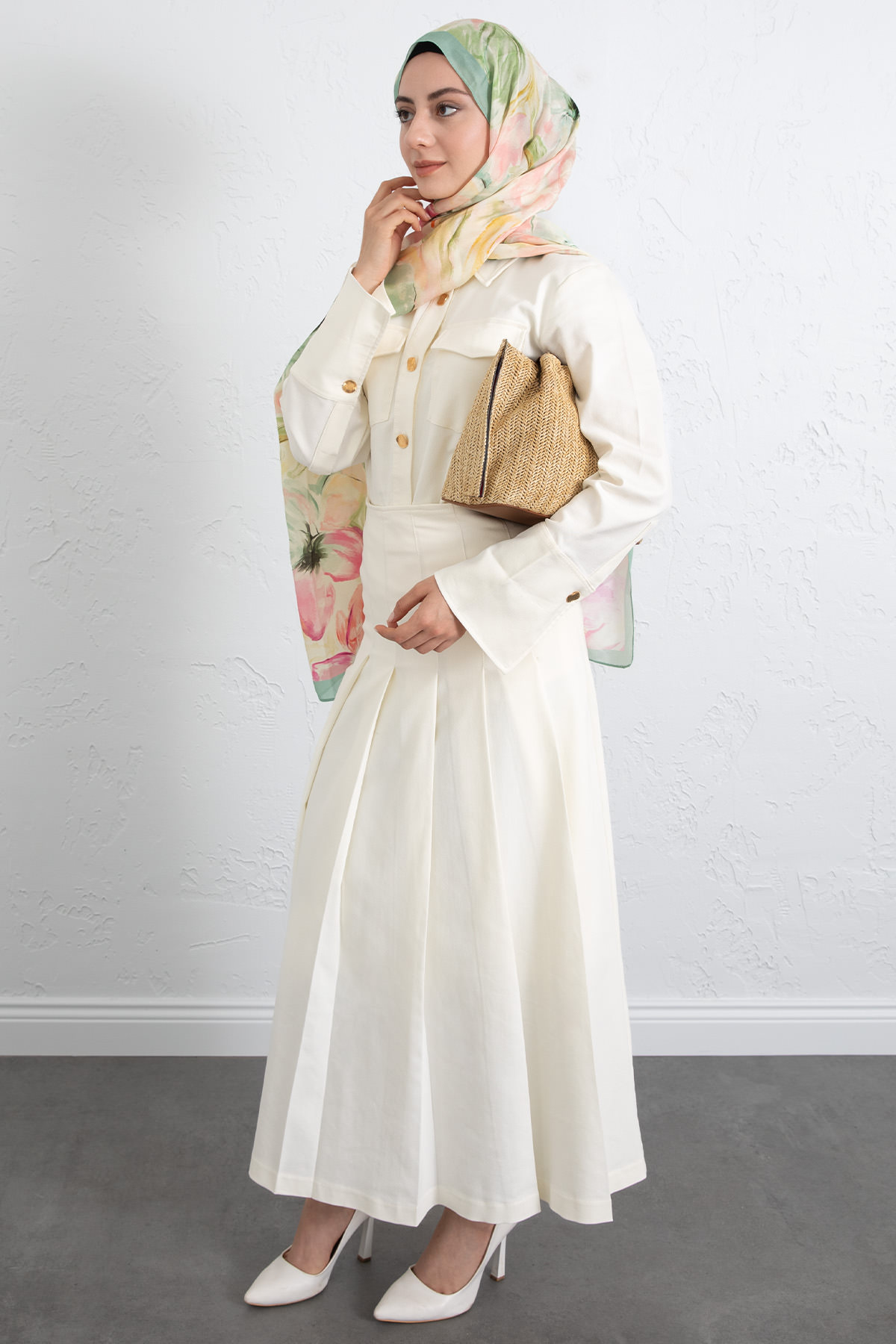 Gömlekli Etek Takım 266004 - EKRU |  