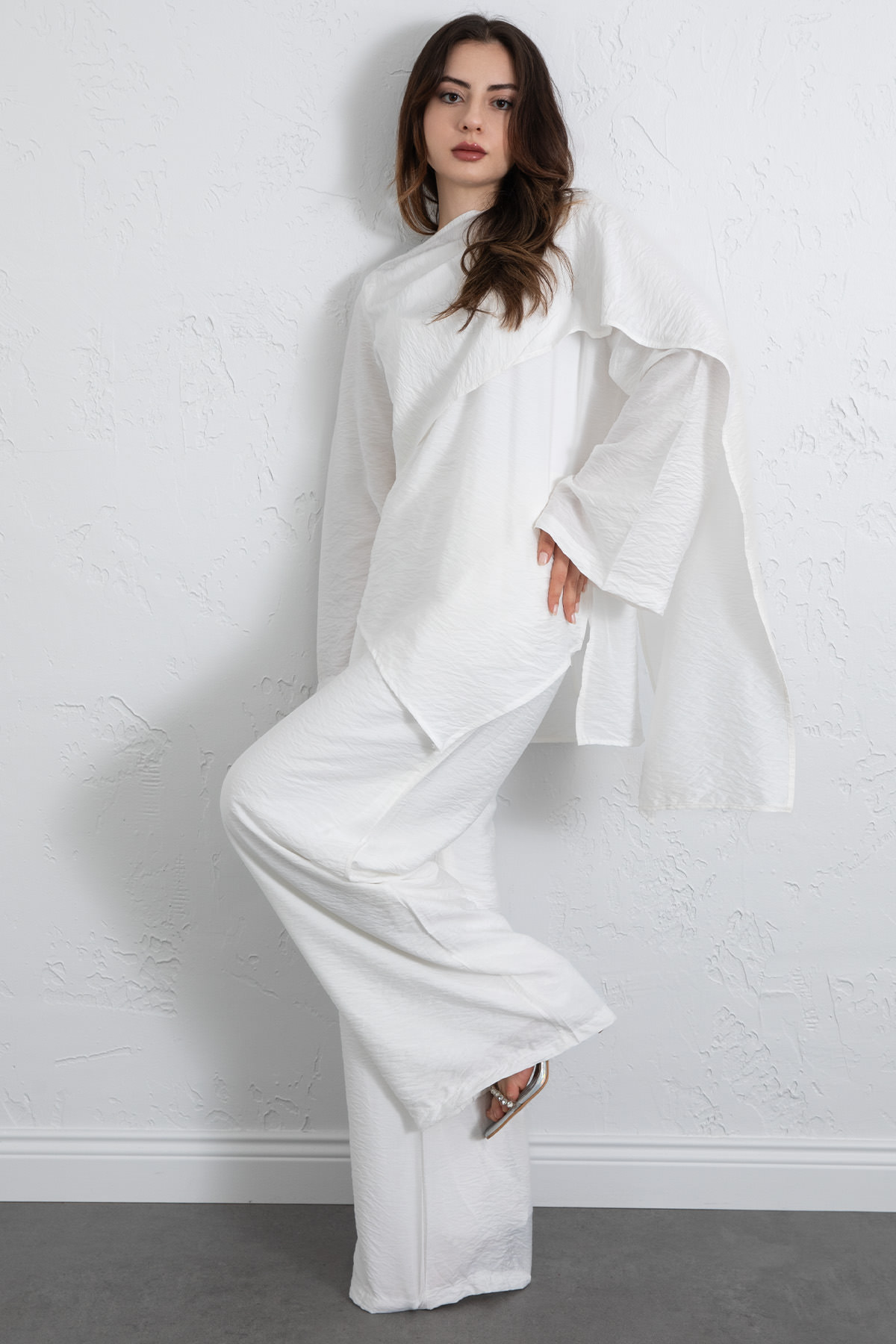 Asimetrik Kesim Atkılı Takım 266009 - BEYAZ |  