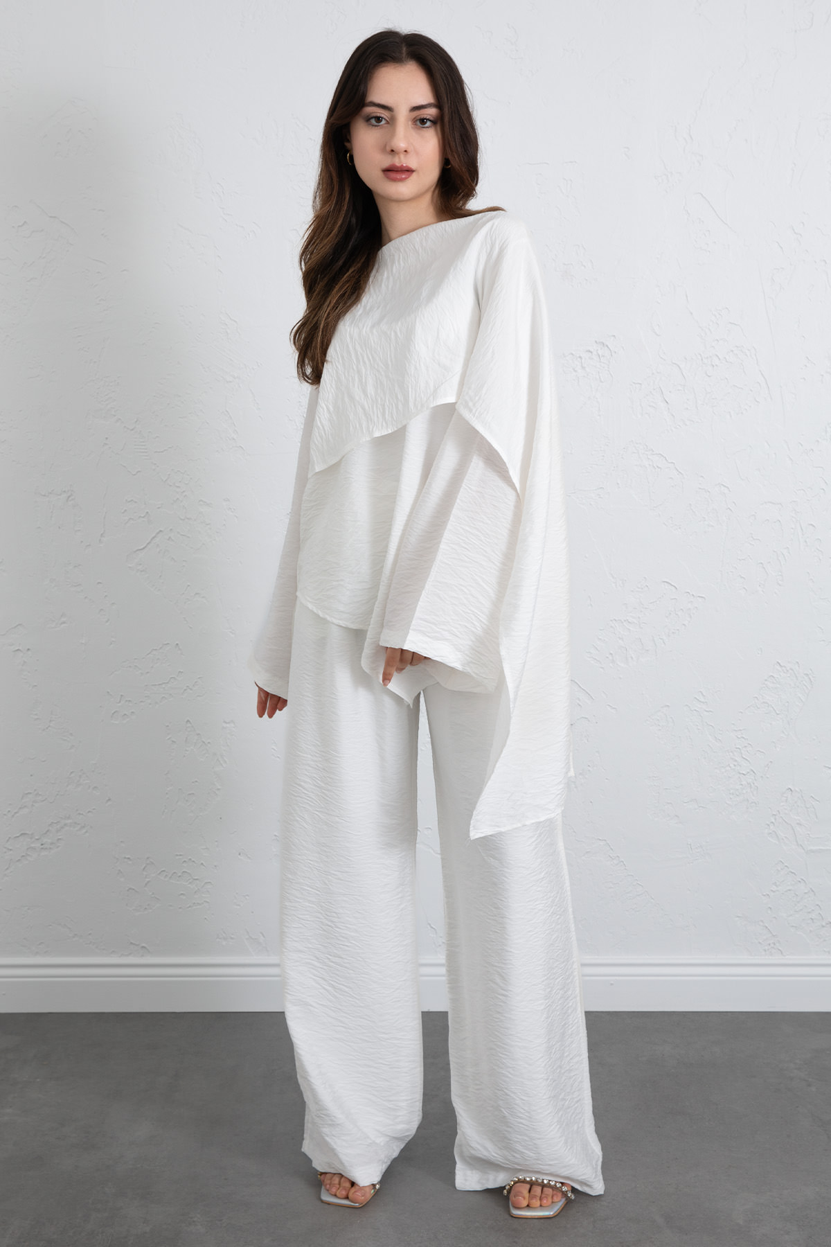 Asimetrik Kesim Atkılı Takım 266009 - BEYAZ |  