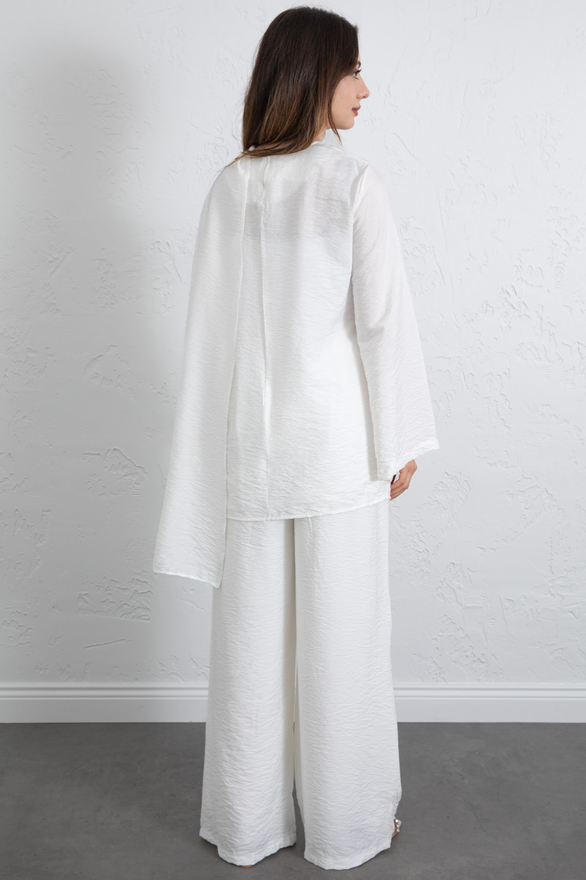 Asimetrik Kesim Atkılı Takım 266009 - BEYAZ |  