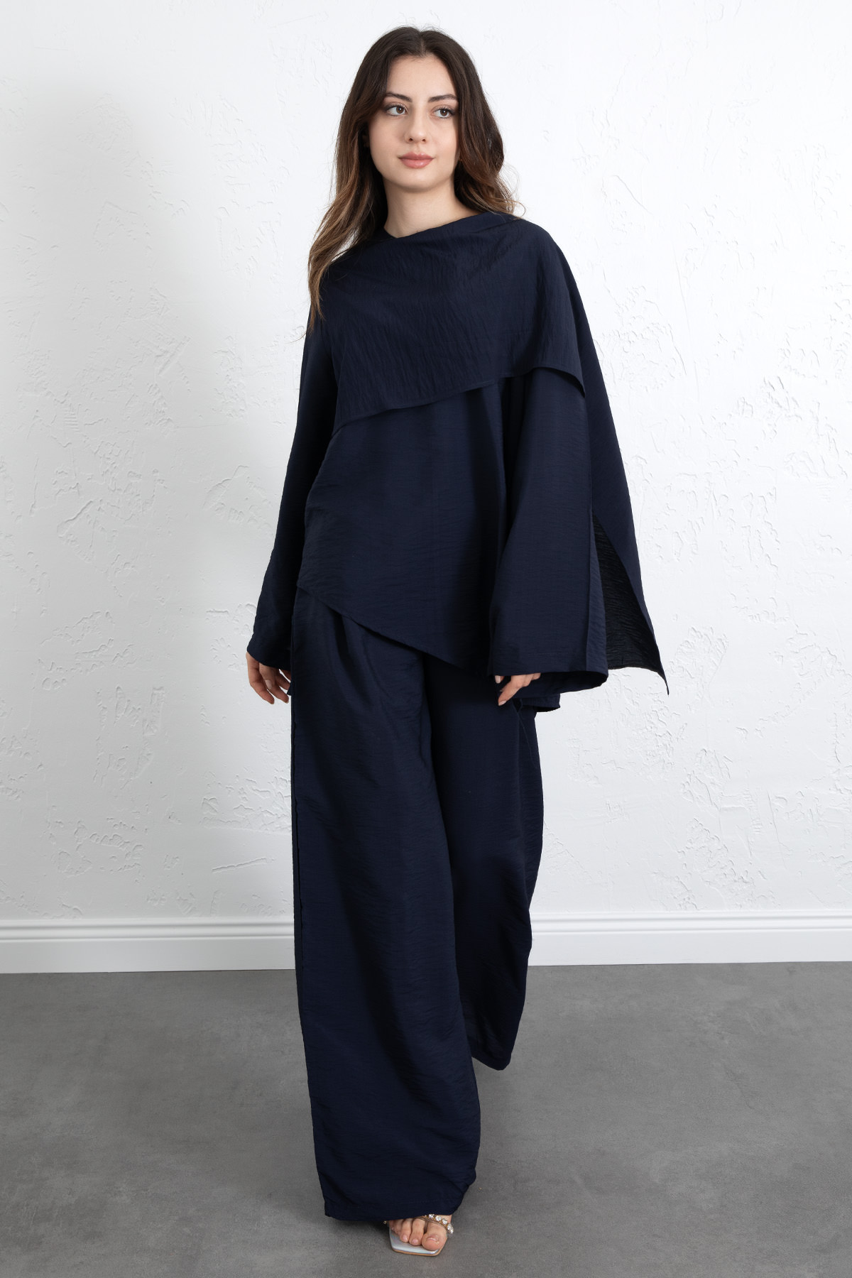 Asimetrik Kesim Atkılı Takım 266009 - LACİVERT |  