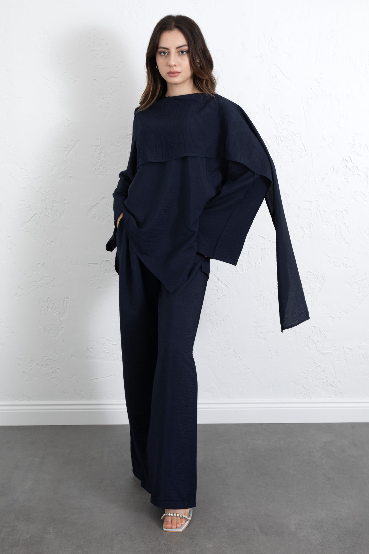 Asimetrik Kesim Atkılı Takım 266009 - LACİVERT |  