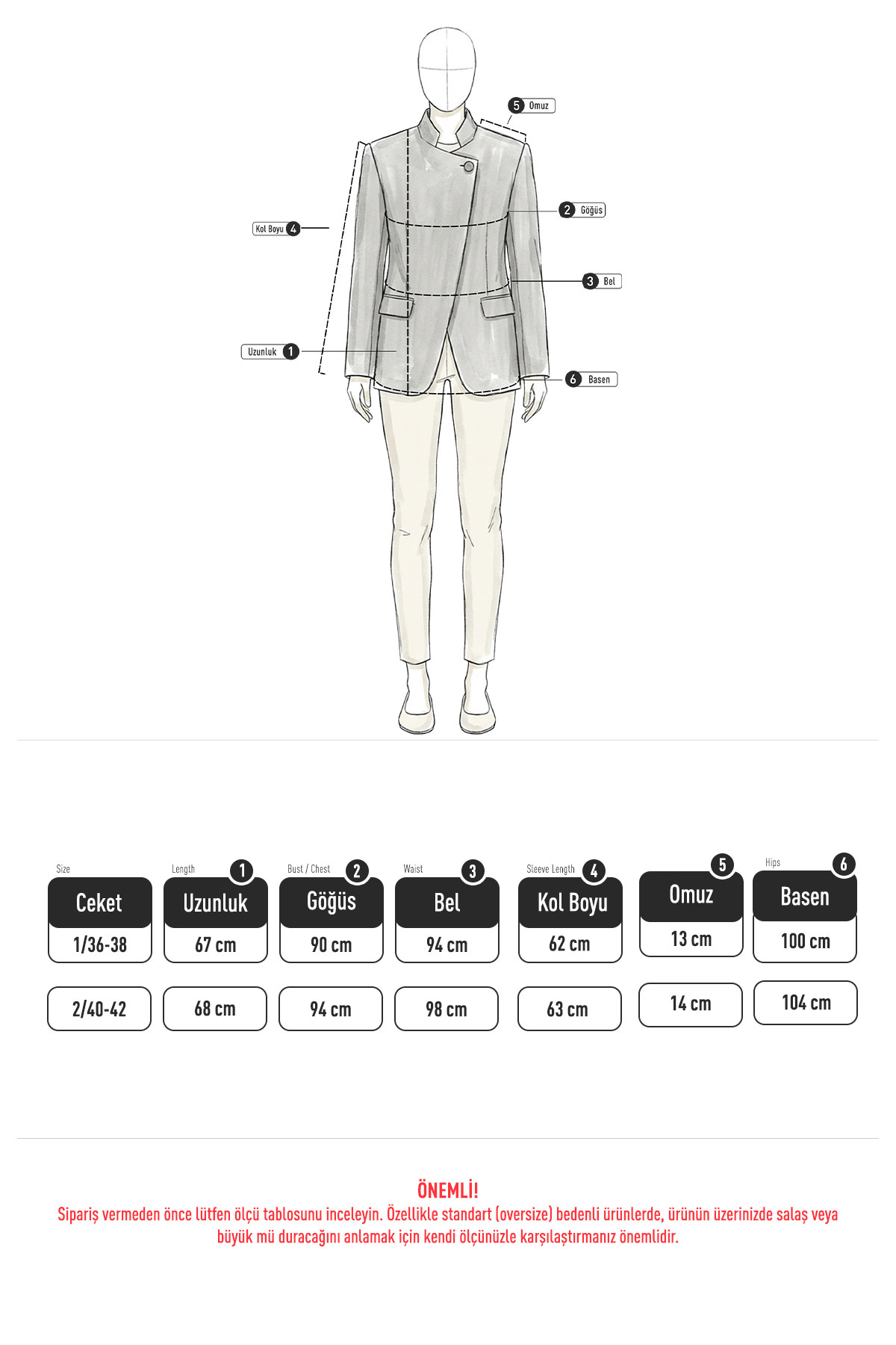 Yüksek Yaka Blazer Ceket 269013 - GRİ |  