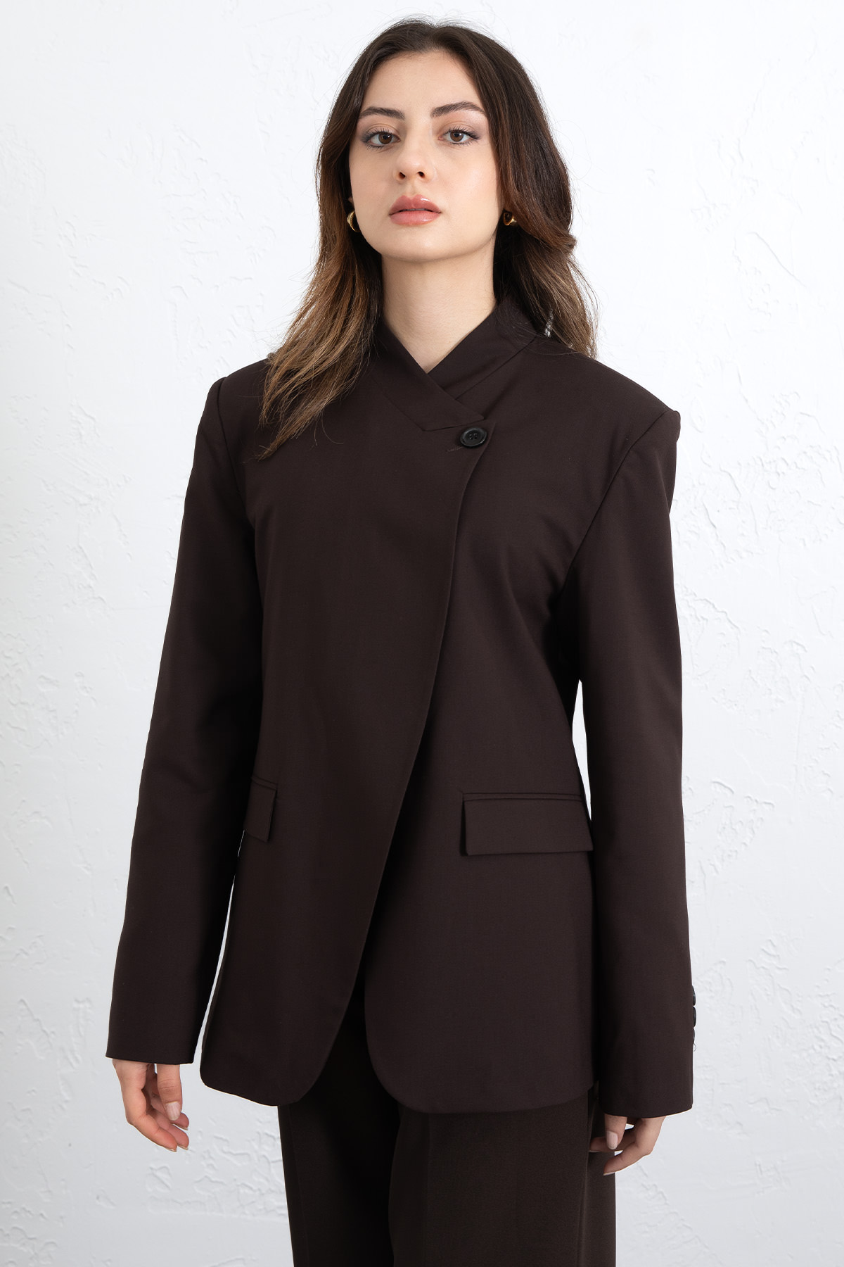 Yüksek Yaka Blazer Ceket 269013 - KAHVERENGİ |  