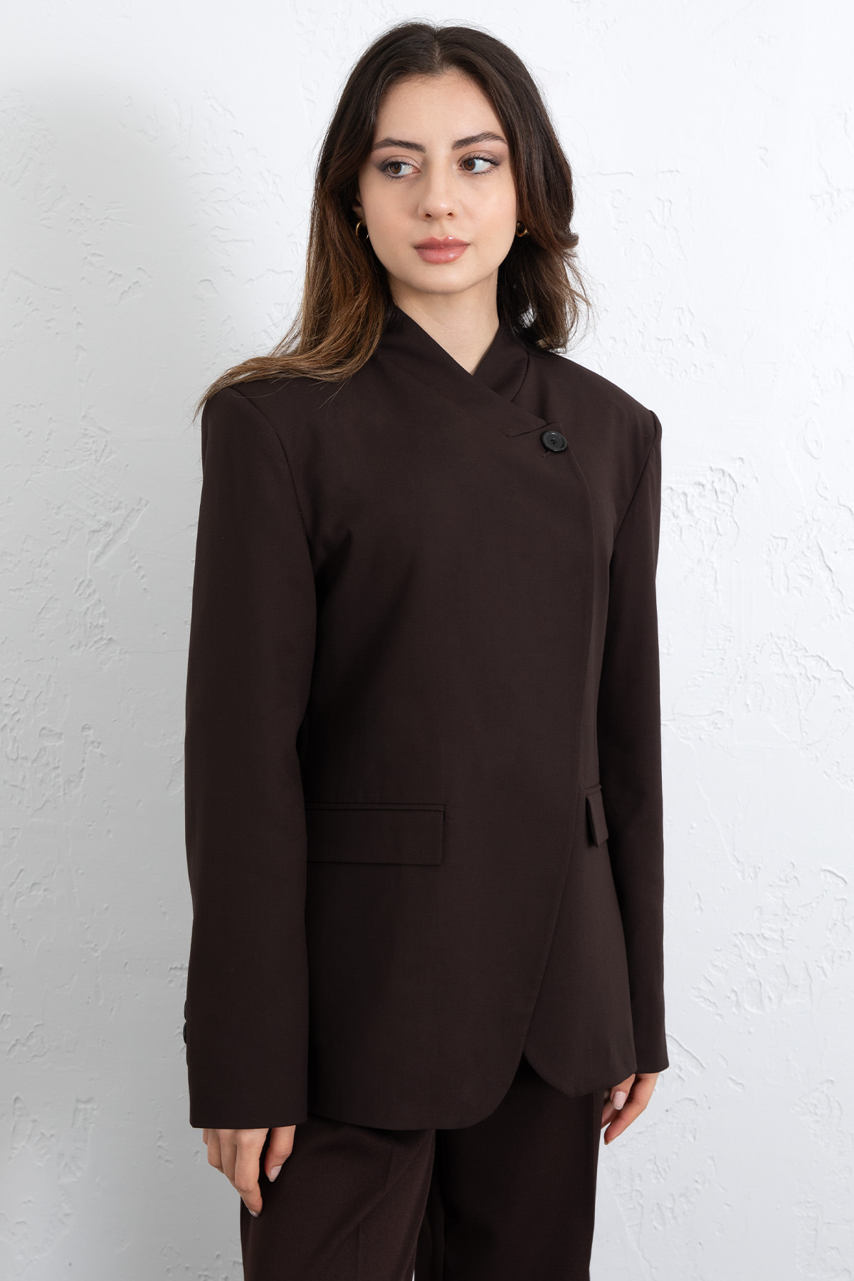 Yüksek Yaka Blazer Ceket 269013 - KAHVERENGİ |  