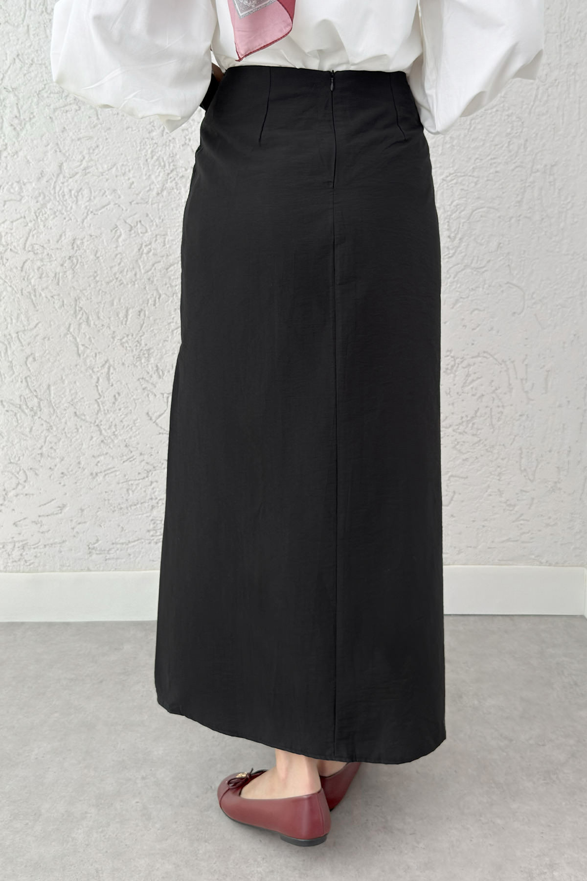 Asimetrik Fırfırlı Etek 2325 - SİYAH |  