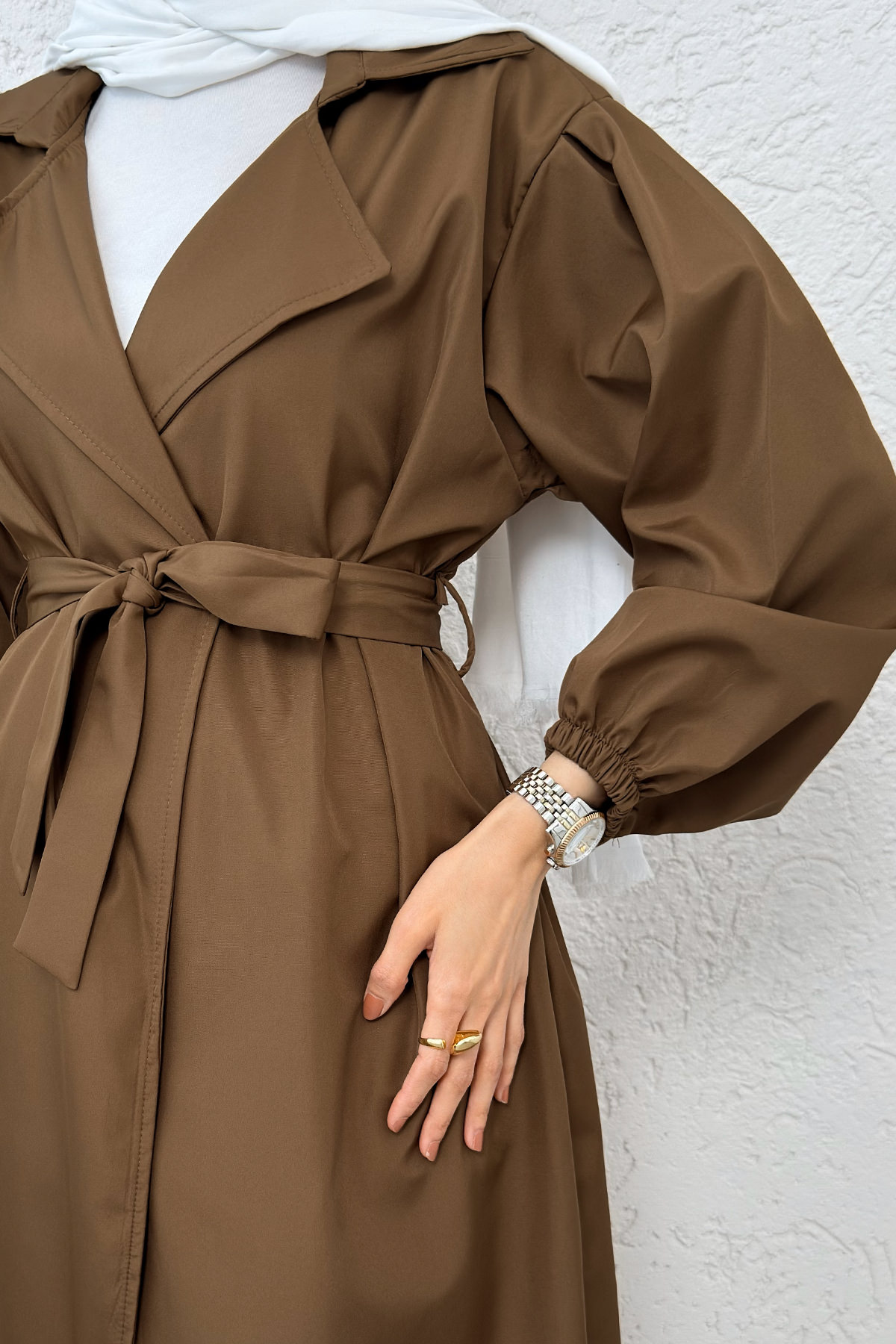 Kuşaklı Trençkot 61533 - KAHVERENGİ |  