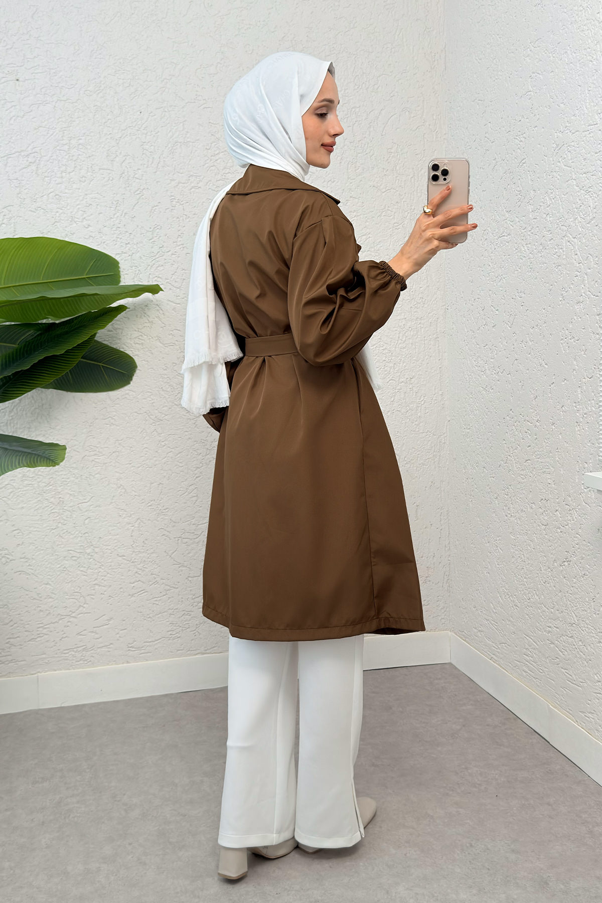 Kuşaklı Trençkot 61533 - KAHVERENGİ |  