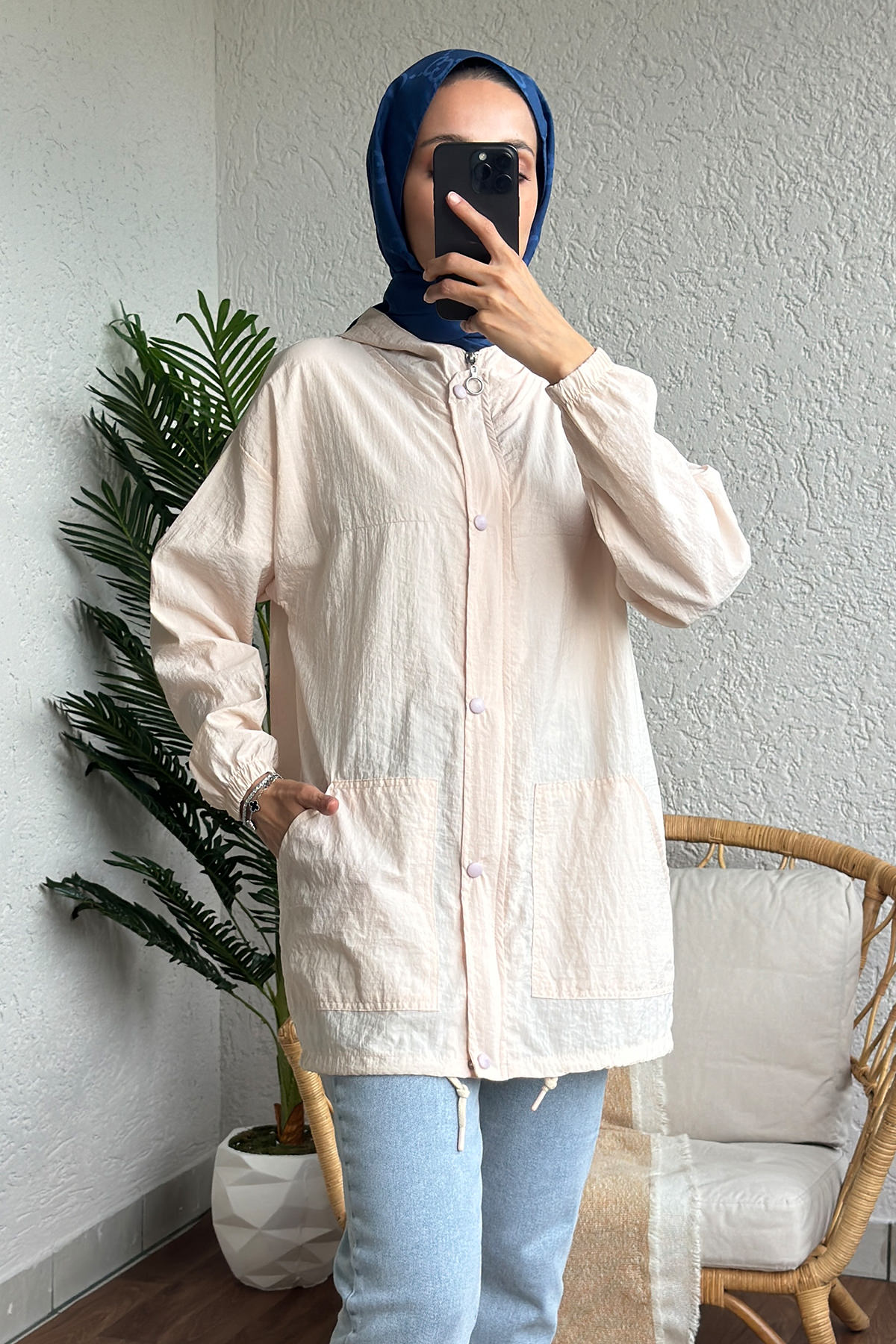 61649 Kapüşonlu Yağmurluk - BEJ |  