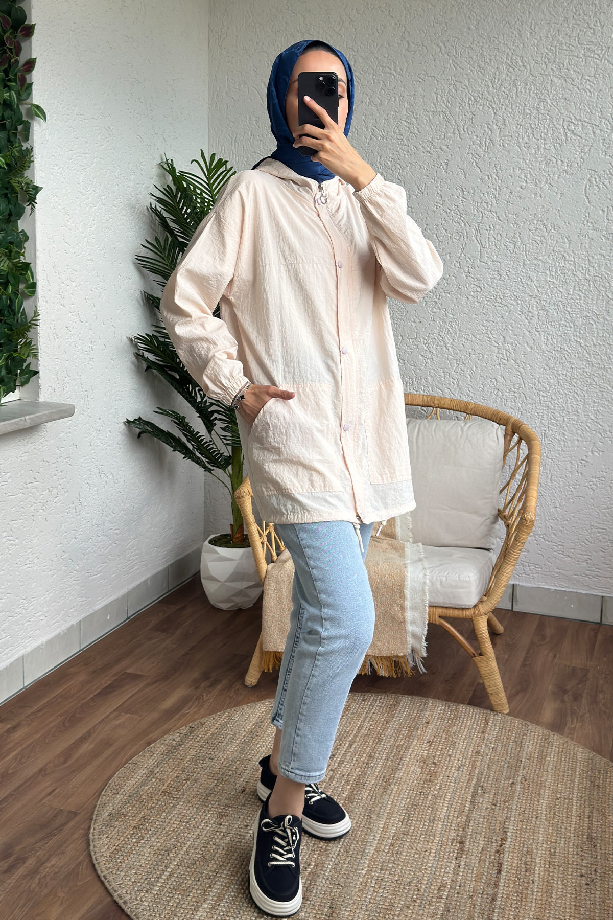 61649 Kapüşonlu Yağmurluk - BEJ |  