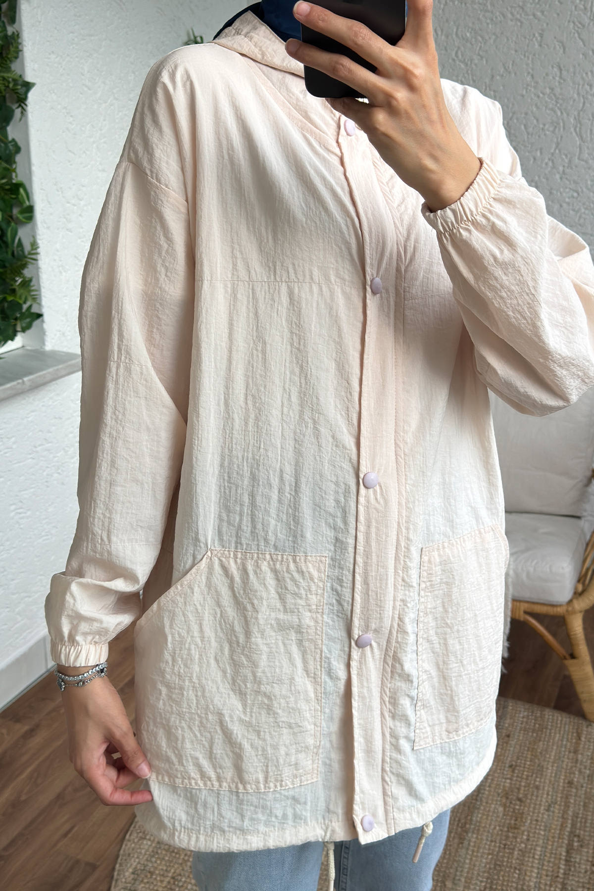 61649 Kapüşonlu Yağmurluk - BEJ |  