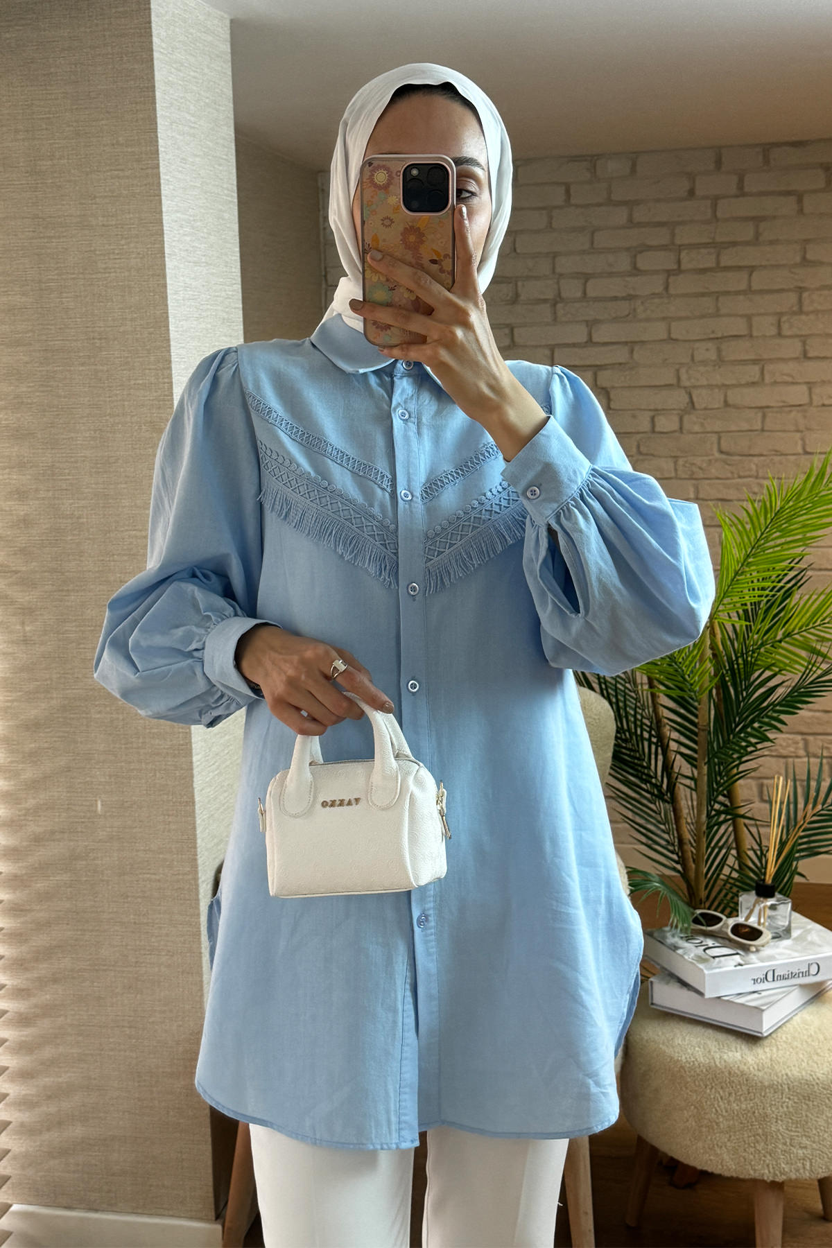 2109 Balon Kol Gömlek - BEBE MAVİSİ |  