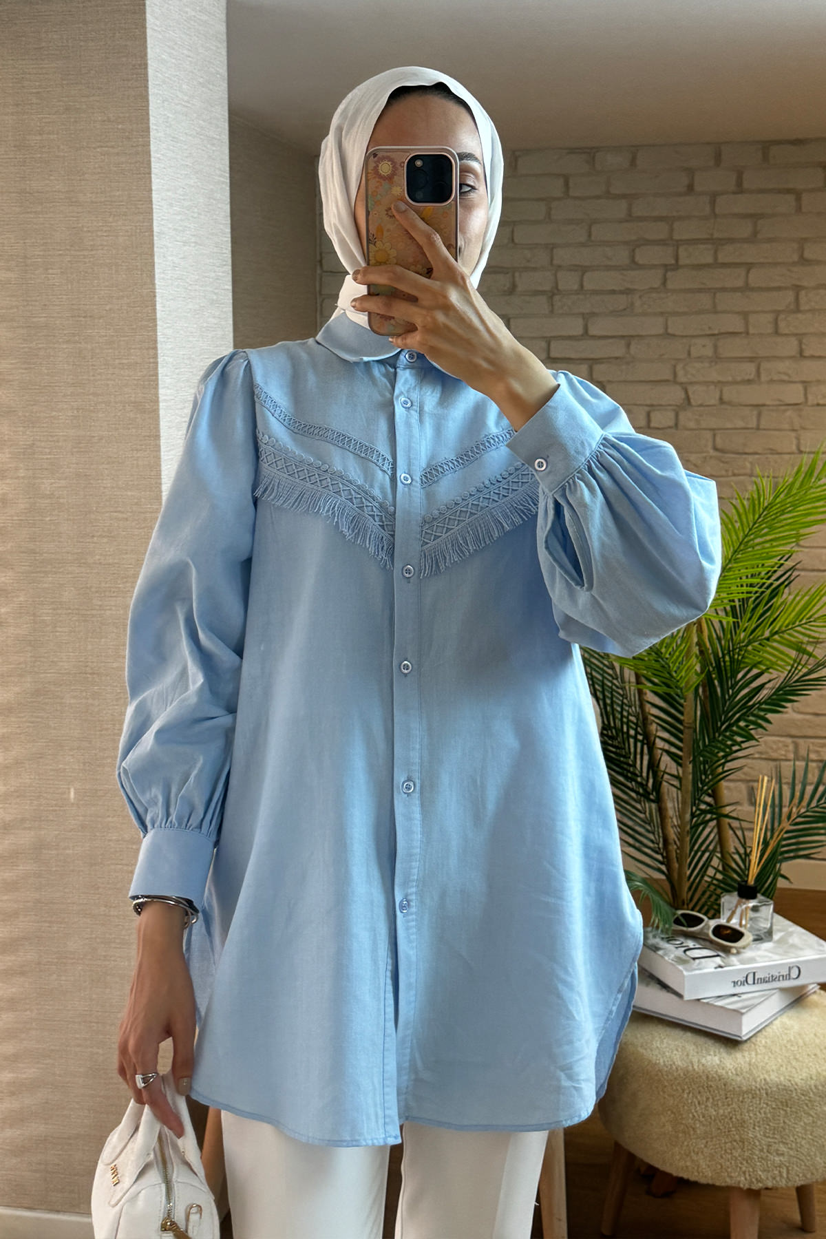 2109 Balon Kol Gömlek - BEBE MAVİSİ |  