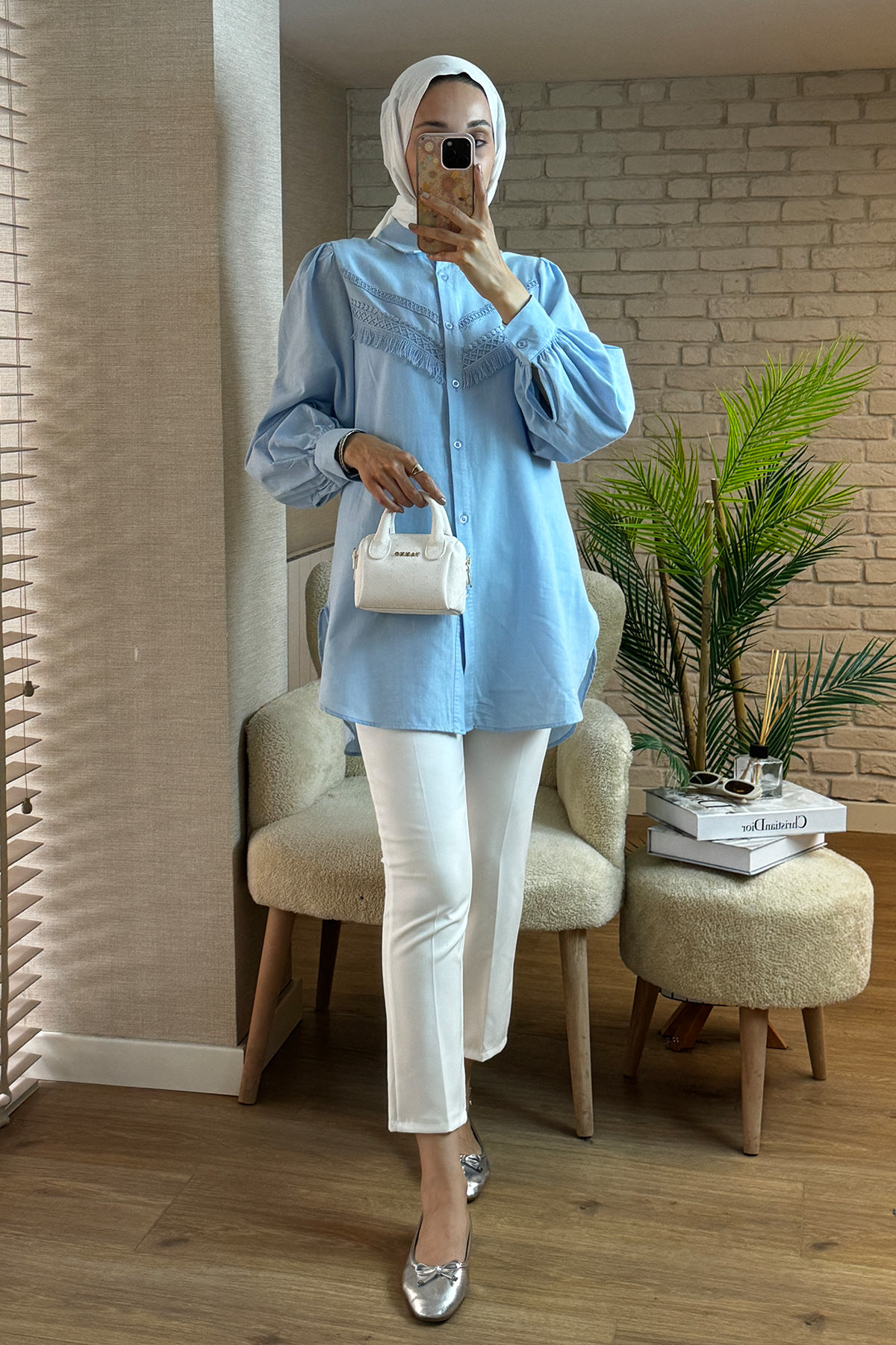 2109 Balon Kol Gömlek - BEBE MAVİSİ |  